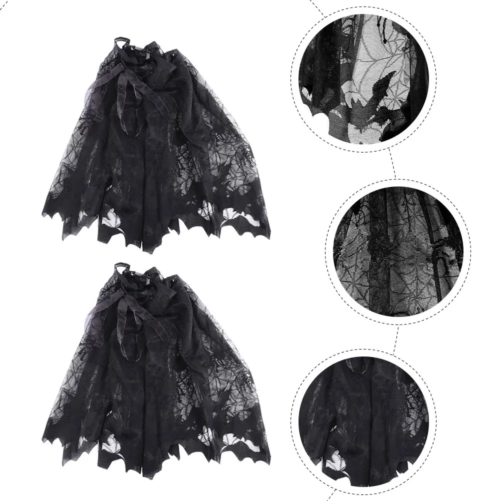 2Pcs Bat Lampshades Black Lace Halloween Table Lamp Cover Decorative Dust Proof Protector Lampshade Lighting Accessories
