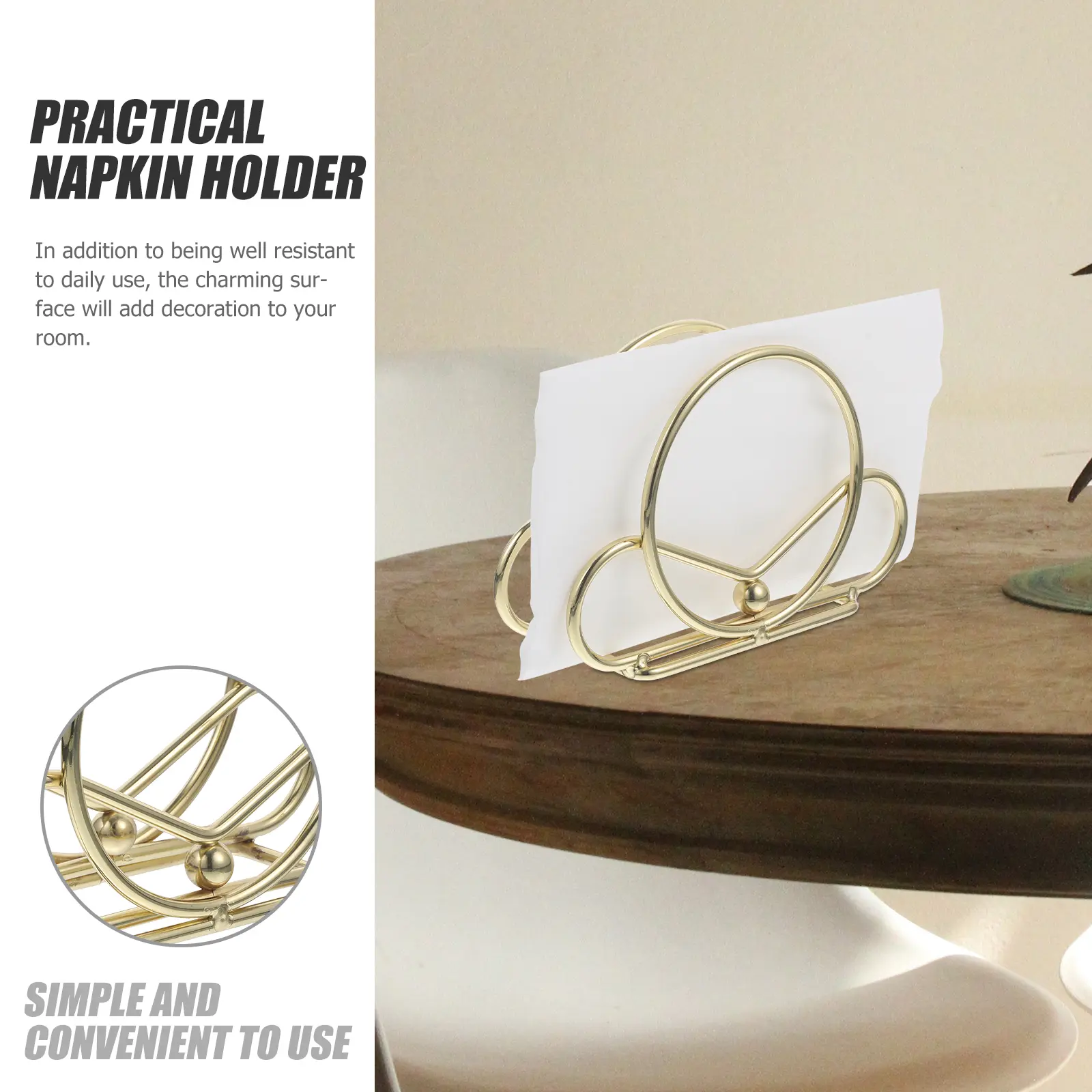 Iron Napkin Round Gold Vertical Tissue Paper Towel Rack Record St Kitchen Wall Record Holder Dining Decor Storage Box