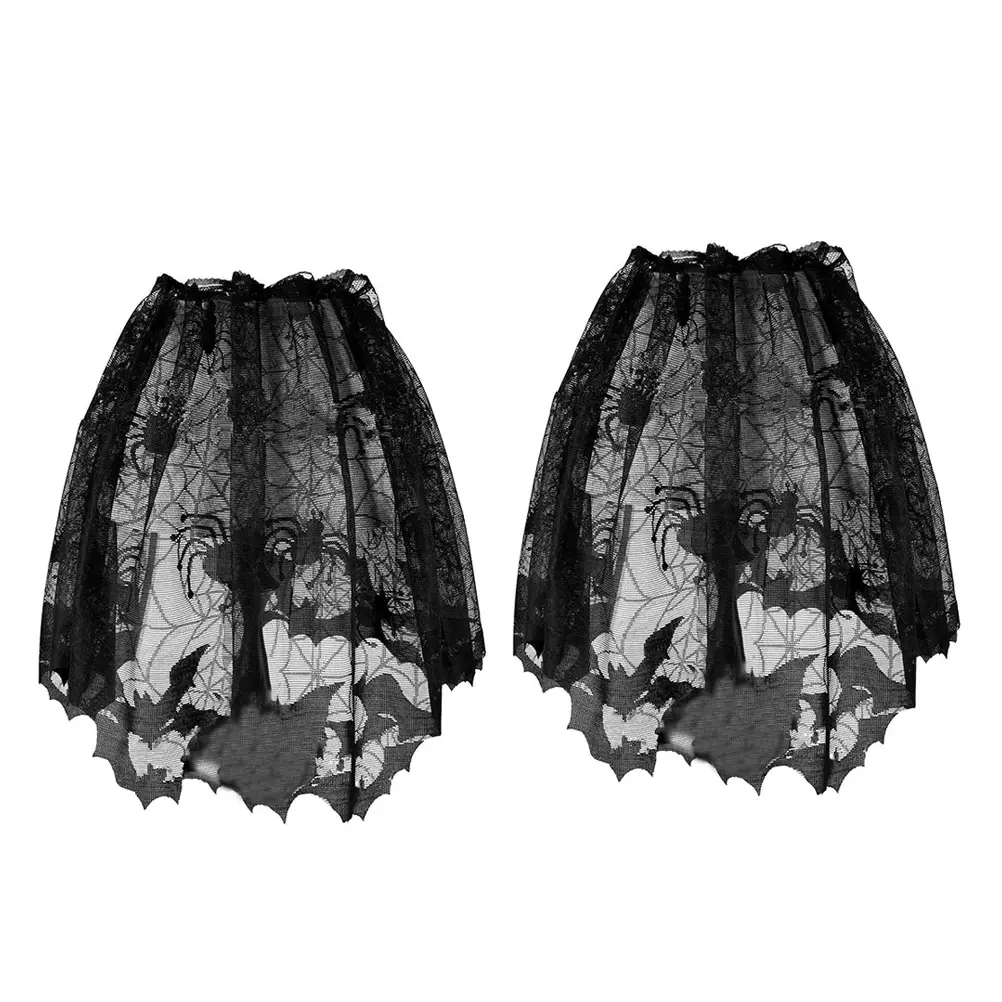 2Pcs Bat Lampshades Black Lace Halloween Table Lamp Cover Decorative Dust Proof Protector Lampshade Lighting Accessories
