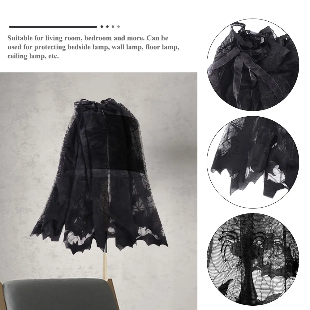 2Pcs Bat Lampshades Black Lace Halloween Table Lamp Cover Decorative Dust Proof Protector Lampshade Lighting Accessories