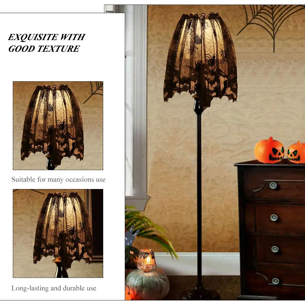 2Pcs Bat Lampshades Black Lace Halloween Table Lamp Cover Decorative Dust Proof Protector Lampshade Lighting Accessories