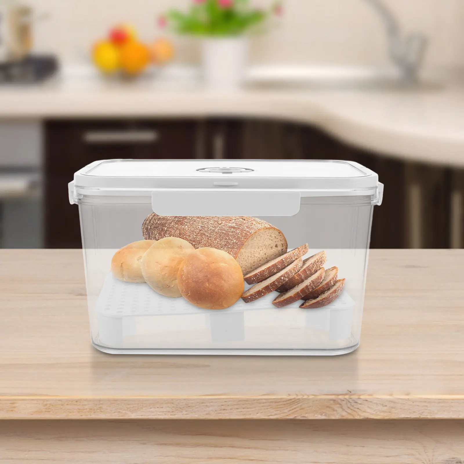 Bread Box Refrigerator Compartment Storage Airtight Bread Keeper Cookie Storage Plastic Fruit Compartment Kitchen Barware