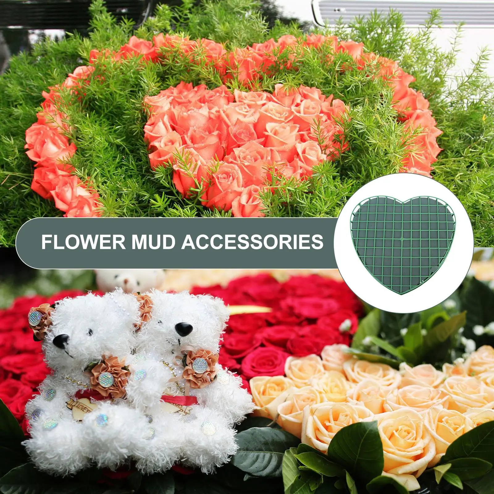 1pc Car Head Flower Decoration Floral Foam Accessories Suction Cup Lightweight LeakProof Bowl Plant Mud Flower Arrangement