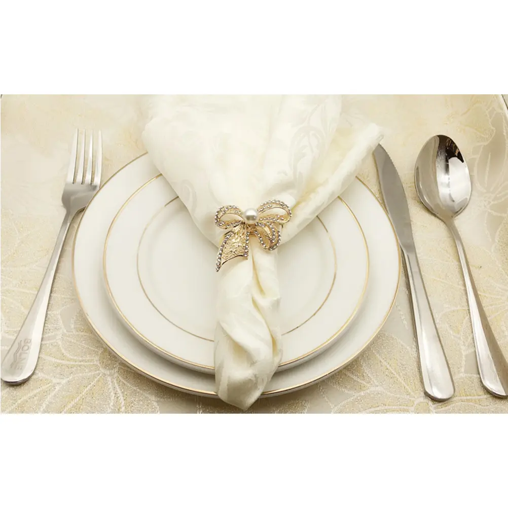 2 Pcs Napkin Holder Serviette Napkins Rings Alloy with -knot Buckle Tie