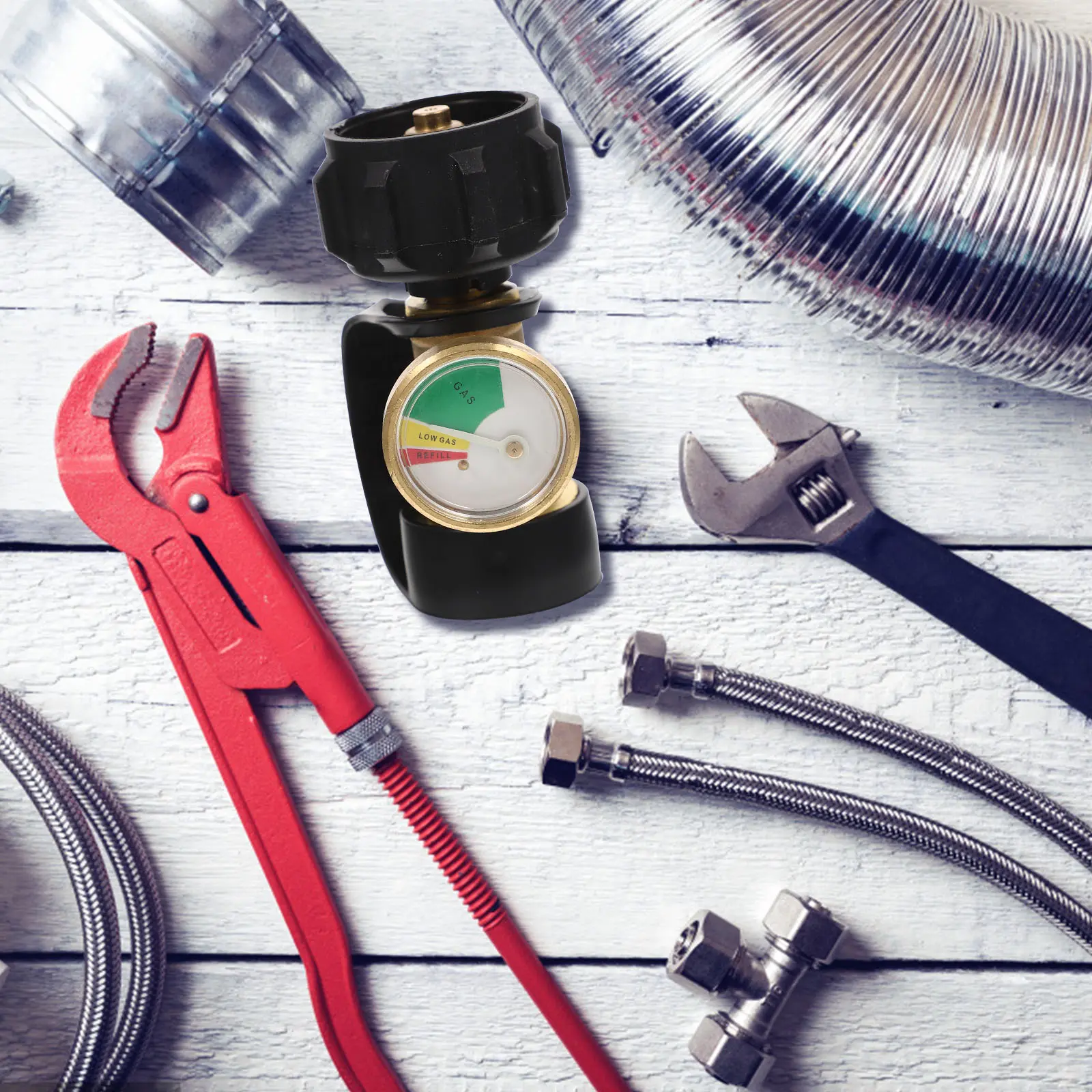 Propane Tank Adapter Gas Refill Tool Camping Stove Brass Connector Durable Portable Bottle Parts Indicator Gauge Level Kitchen