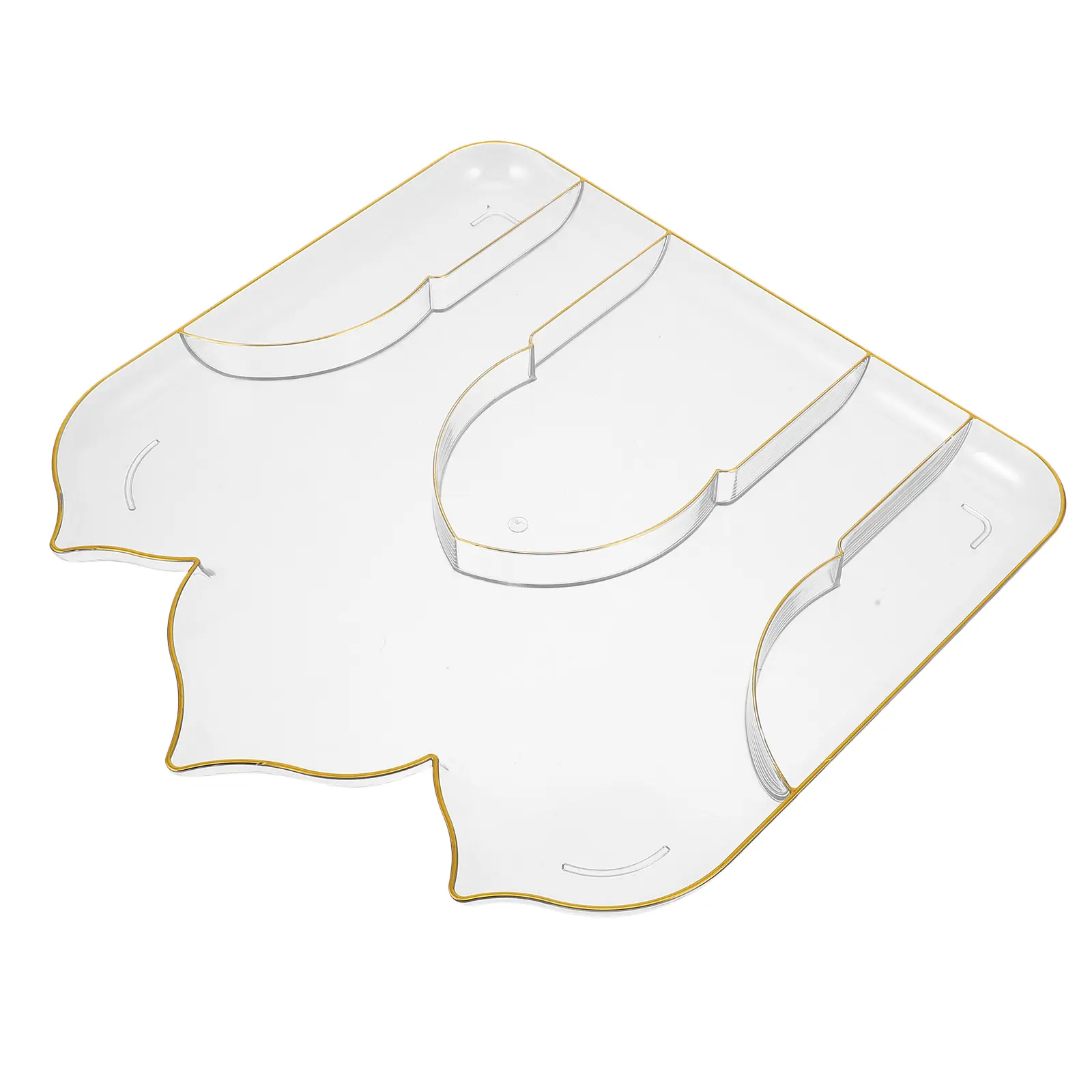 Fruit Dish Clear Plastic Plates Gold Trim Disposable Cake Dessert Party Ramadan Serving Tray Elegant Design Versatile