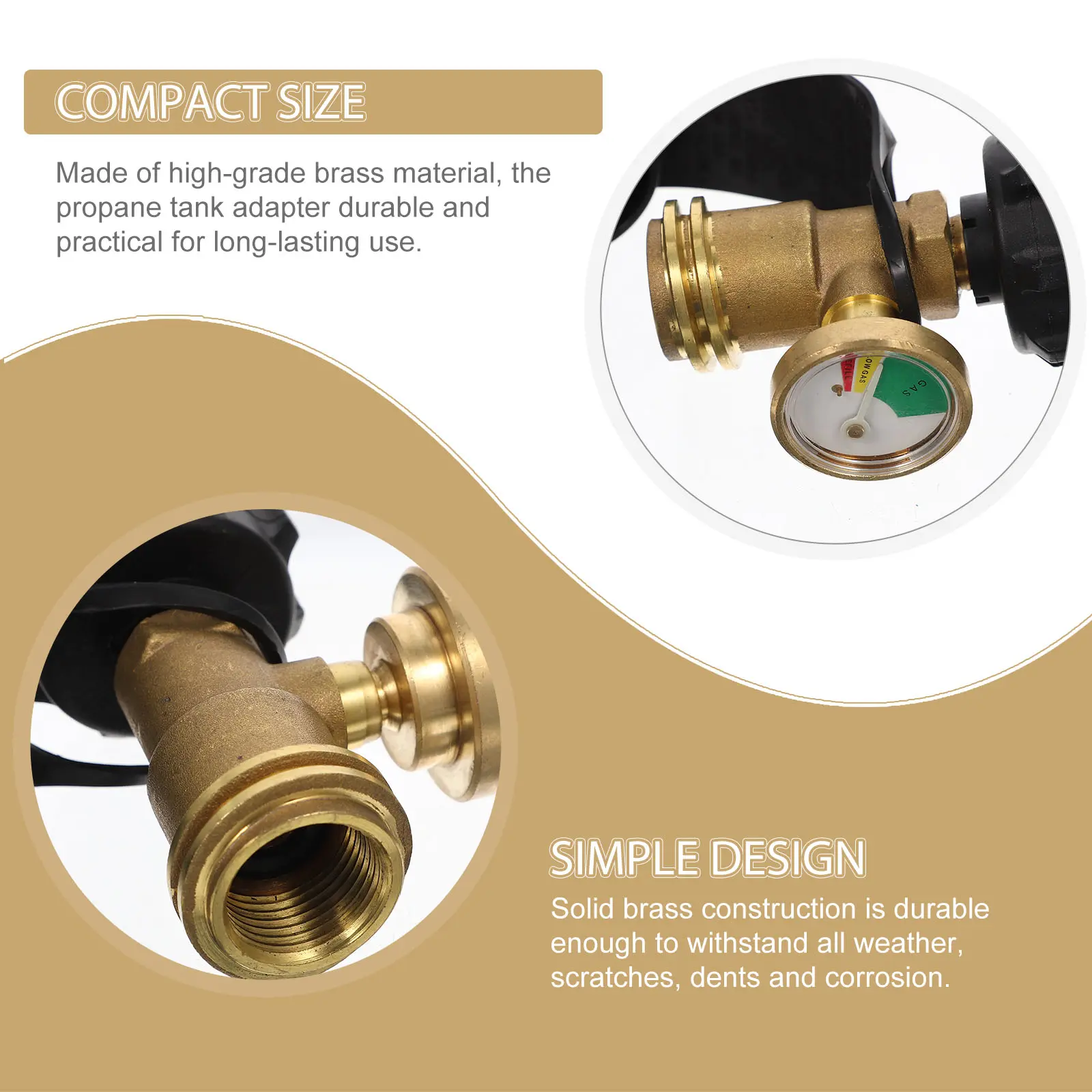 Propane Tank Adapter Gas Refill Tool Camping Stove Brass Connector Durable Portable Bottle Parts Indicator Gauge Level Kitchen