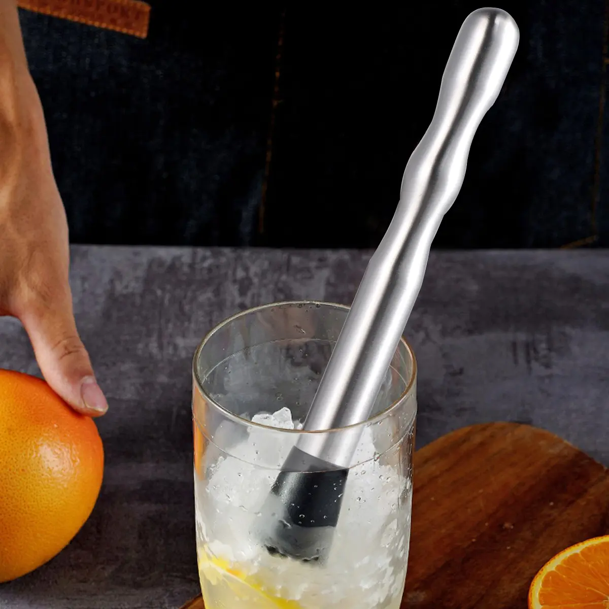 Bartender Masher Crushed Ice Muddler Cocktail Mixer Tools Barware Stainless Steel