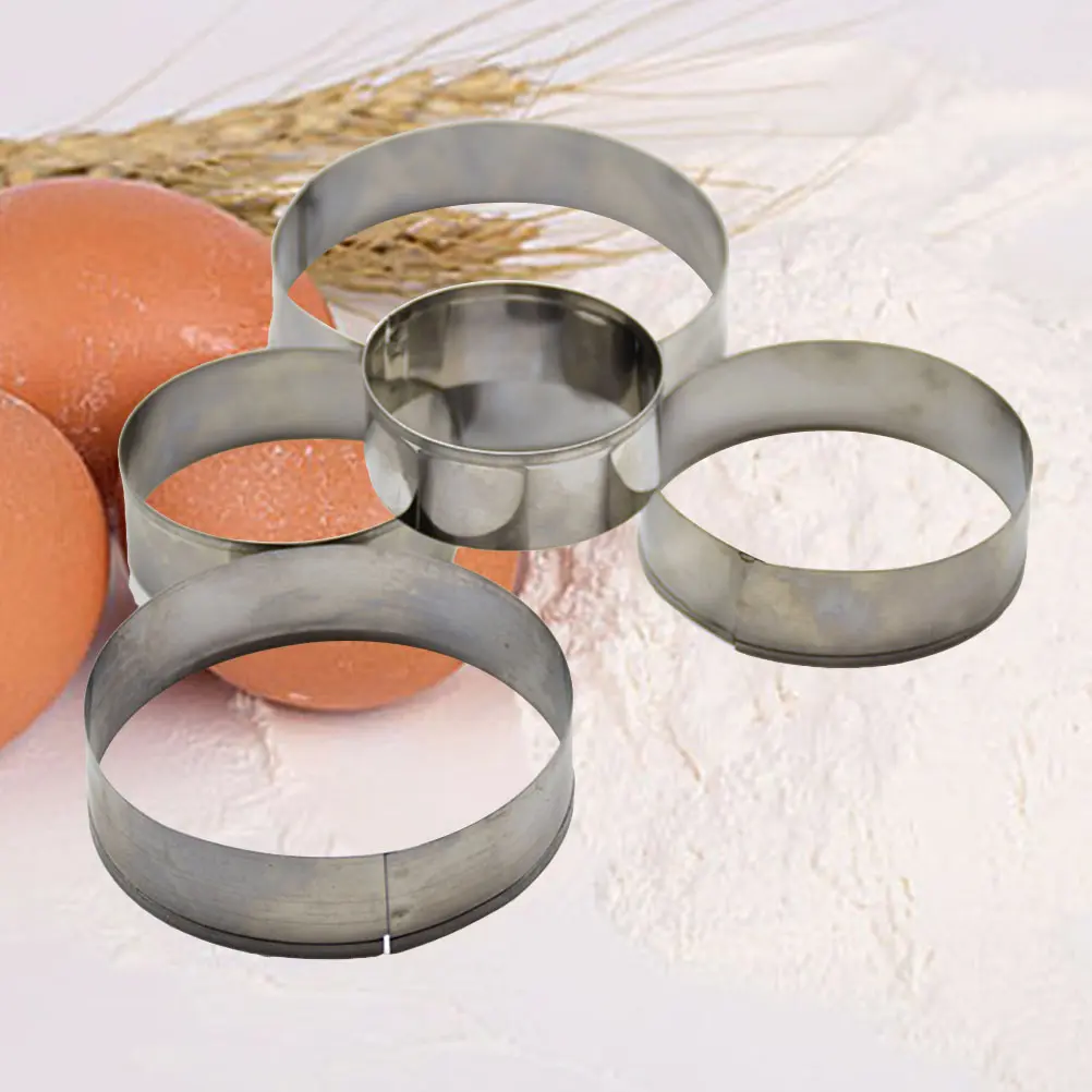 5 pcs Cookie Molds Stainless Steel Assorted Round Shapes Baking Tools Cake Fondant Cutters Reusable Safe