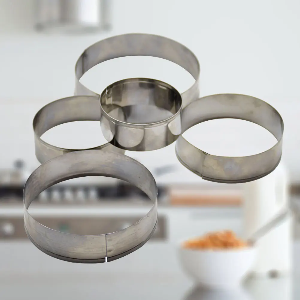 5 pcs Cookie Molds Stainless Steel Assorted Round Shapes Baking Tools Cake Fondant Cutters Reusable Safe