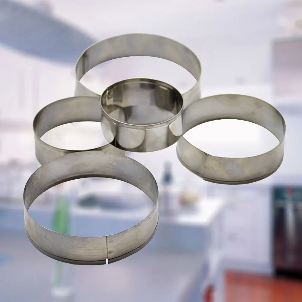 5 pcs Cookie Molds Stainless Steel Assorted Round Shapes Baking Tools Cake Fondant Cutters Reusable Safe