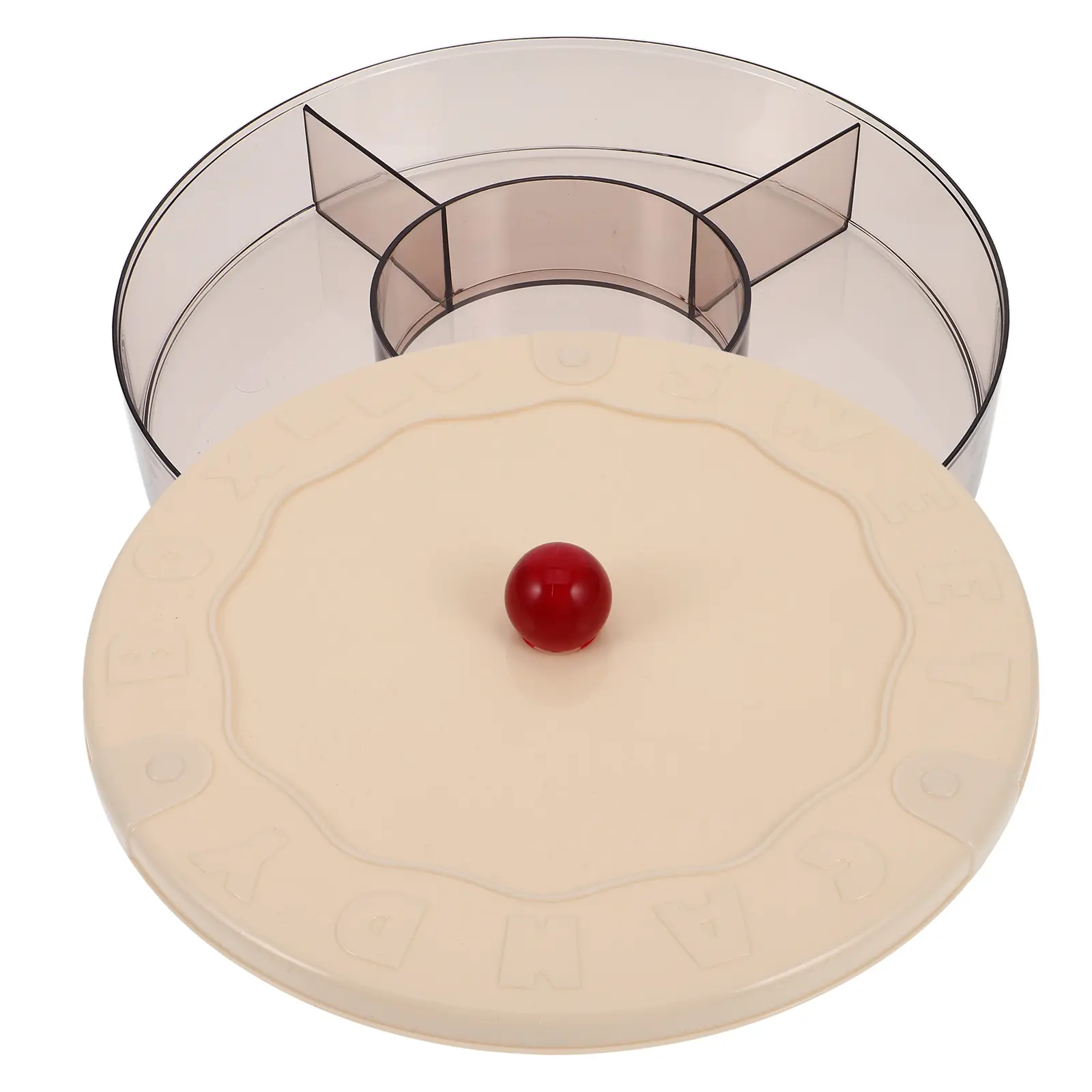 Fruit Box Storage Snack Beige Small Multi Compartment Lid Room Coffee Table Decor PP PET Material Snack