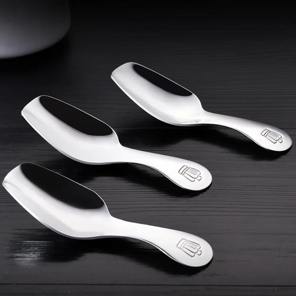 2 Pcs Stainless Steel Teaspoon Ice Cream Dessert Spoons Short Handle Scoop Gift