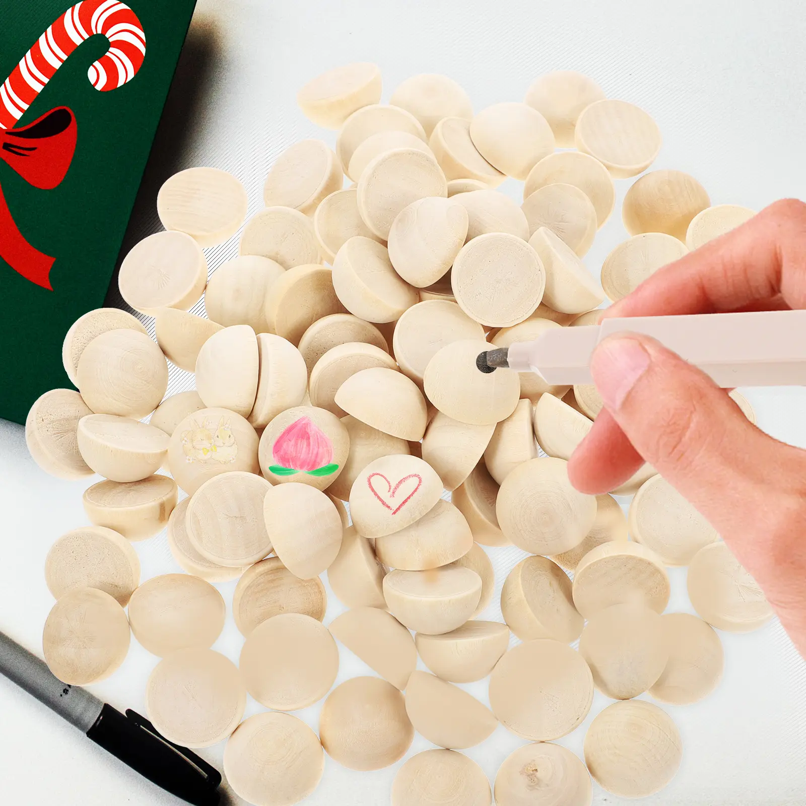 100pcs Natural Hemisphere Wooden Beads Unfinished Half Craft Balls DIY nament Accessories Sewing Tools Mini Smooth Safe