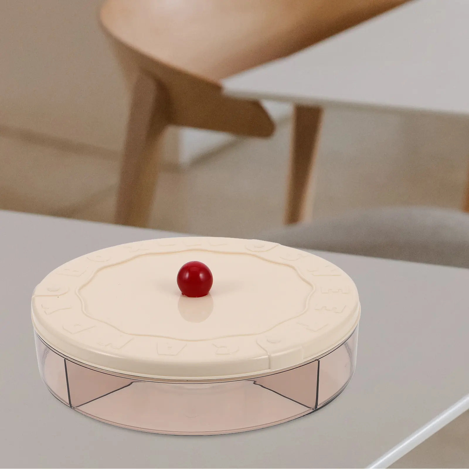 Fruit Box Storage Snack Beige Small Multi Compartment Lid Room Coffee Table Decor PP PET Material Snack