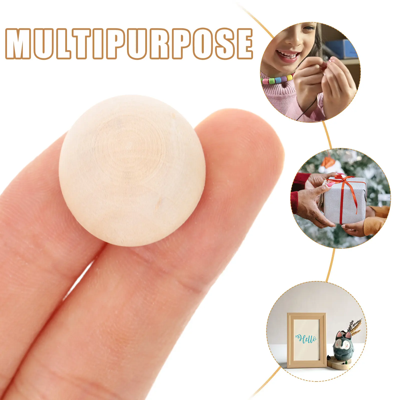 100pcs Natural Hemisphere Wooden Beads Unfinished Half Craft Balls DIY nament Accessories Sewing Tools Mini Smooth Safe