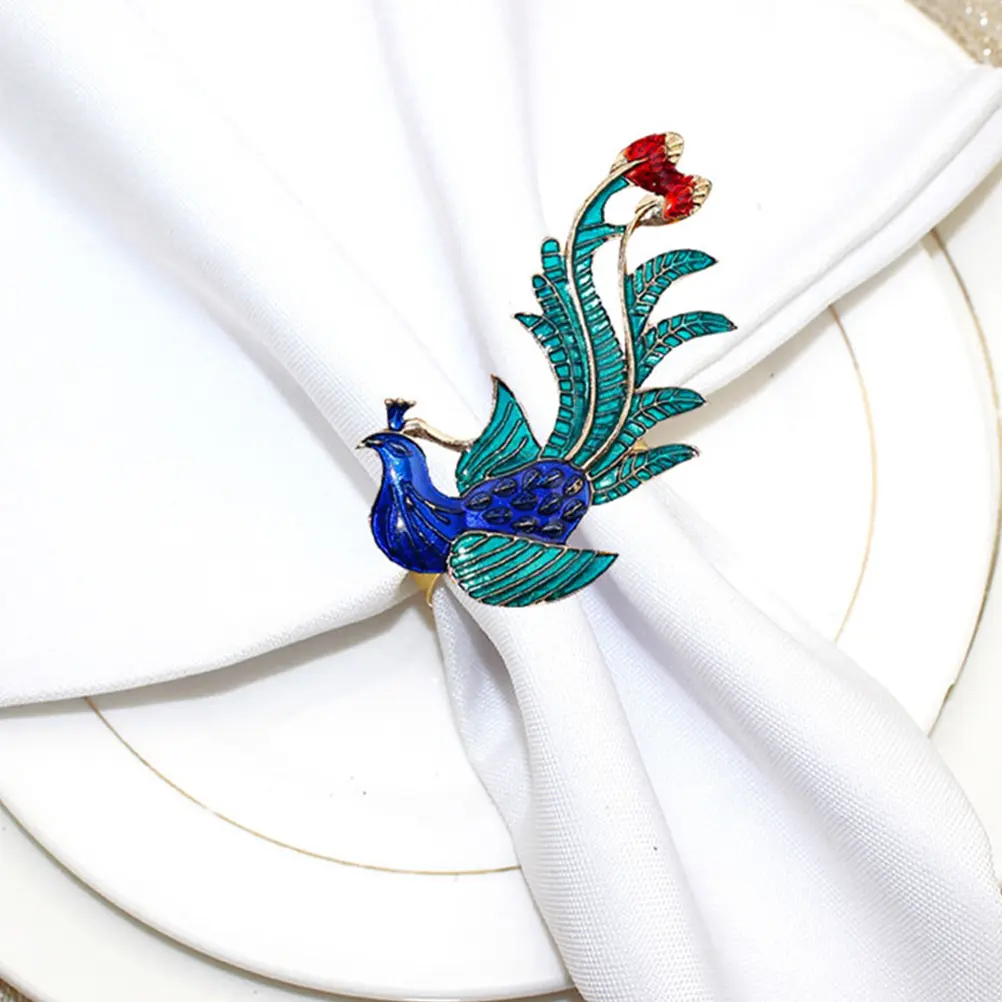 4 Pcs Phoenix Napkin Christmas Napkin Ring Rings Elegant Alloy Buckle Decorative Rings for Party Wedding Table Settings