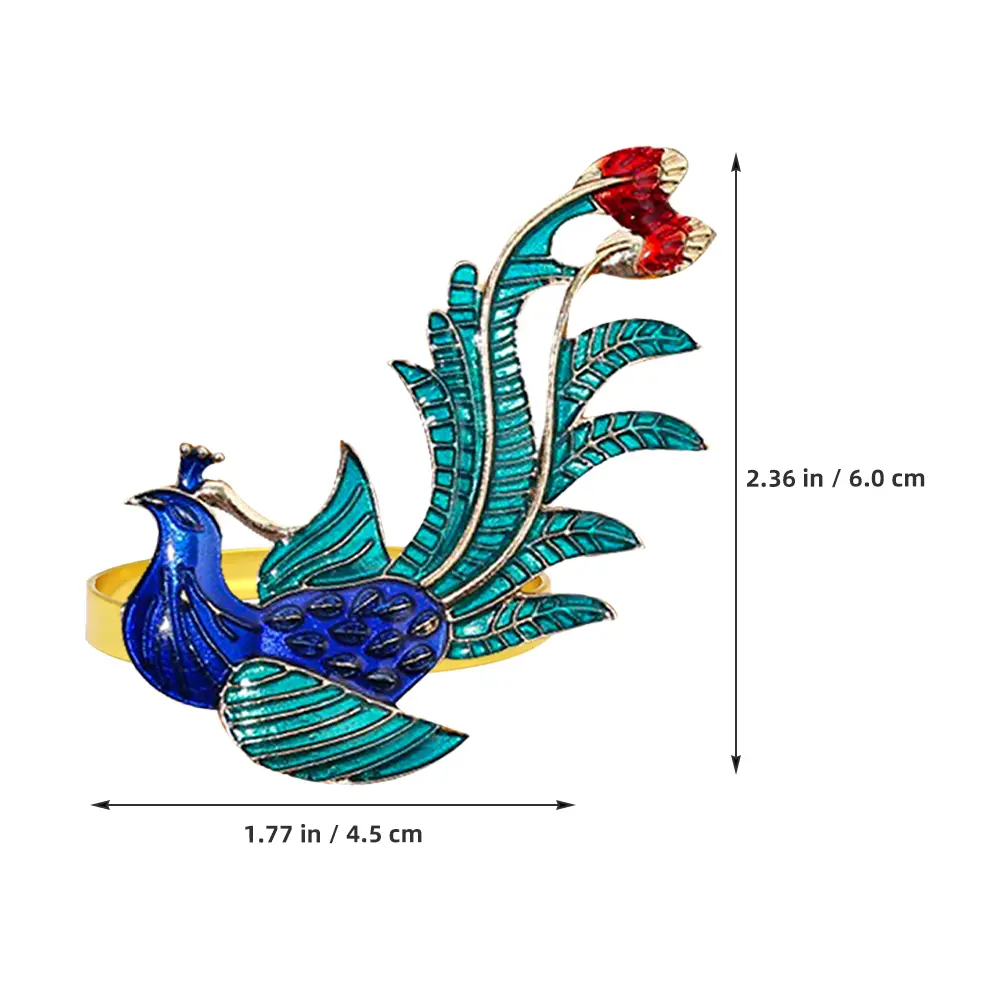 4 Pcs Phoenix Napkin Christmas Napkin Ring Rings Elegant Alloy Buckle Decorative Rings for Party Wedding Table Settings
