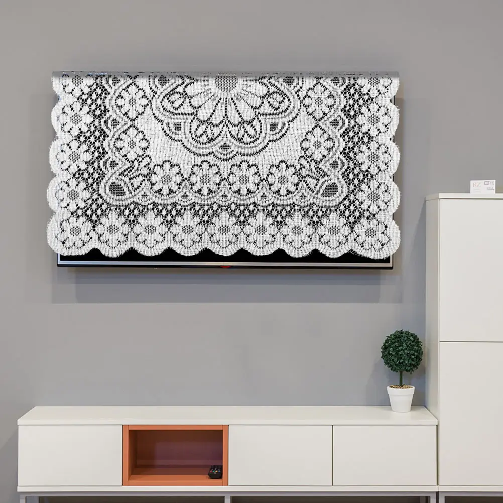 Lace Appliance Cover White Small Floral Embroidered Guipure Trim Tablecloth Square Cloth Household Microwave Oven Protector Rice