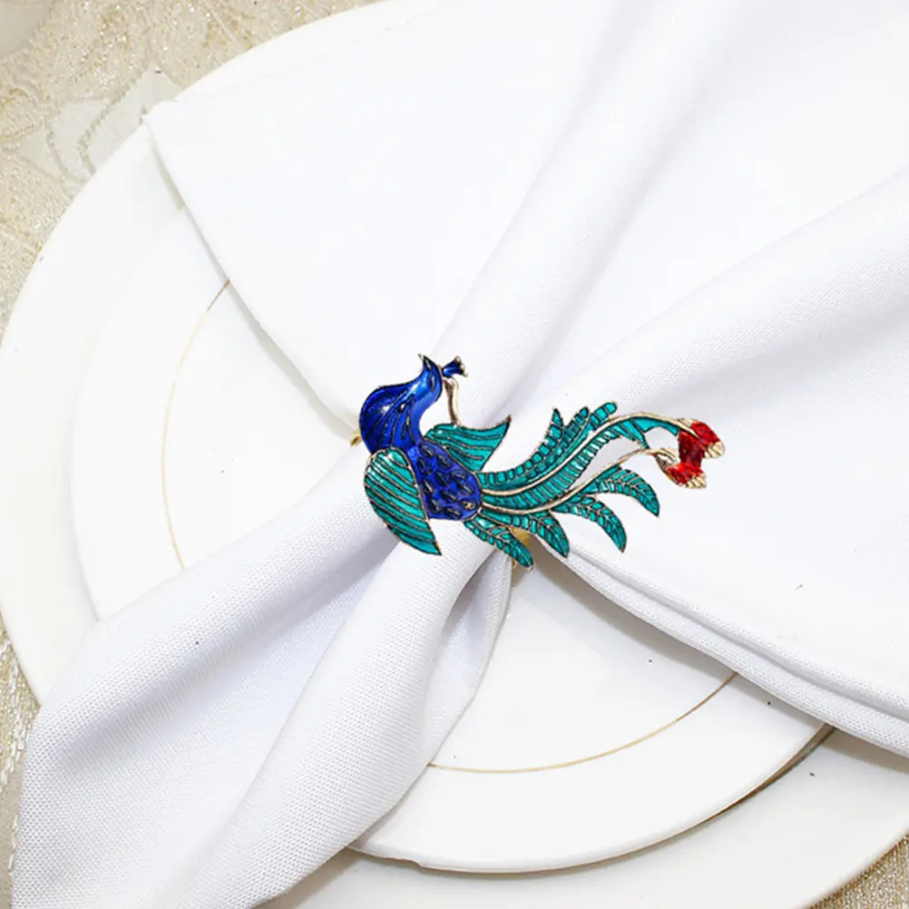 4 Pcs Phoenix Napkin Christmas Napkin Ring Rings Elegant Alloy Buckle Decorative Rings for Party Wedding Table Settings
