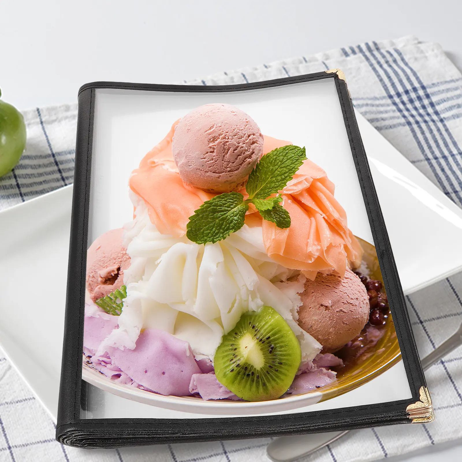 PVC Transparent Recipe Book A4 Menu Holders 12 Pages Black Restaurant Hotel Kitchen Cafe Use Large Capacity Stylish
