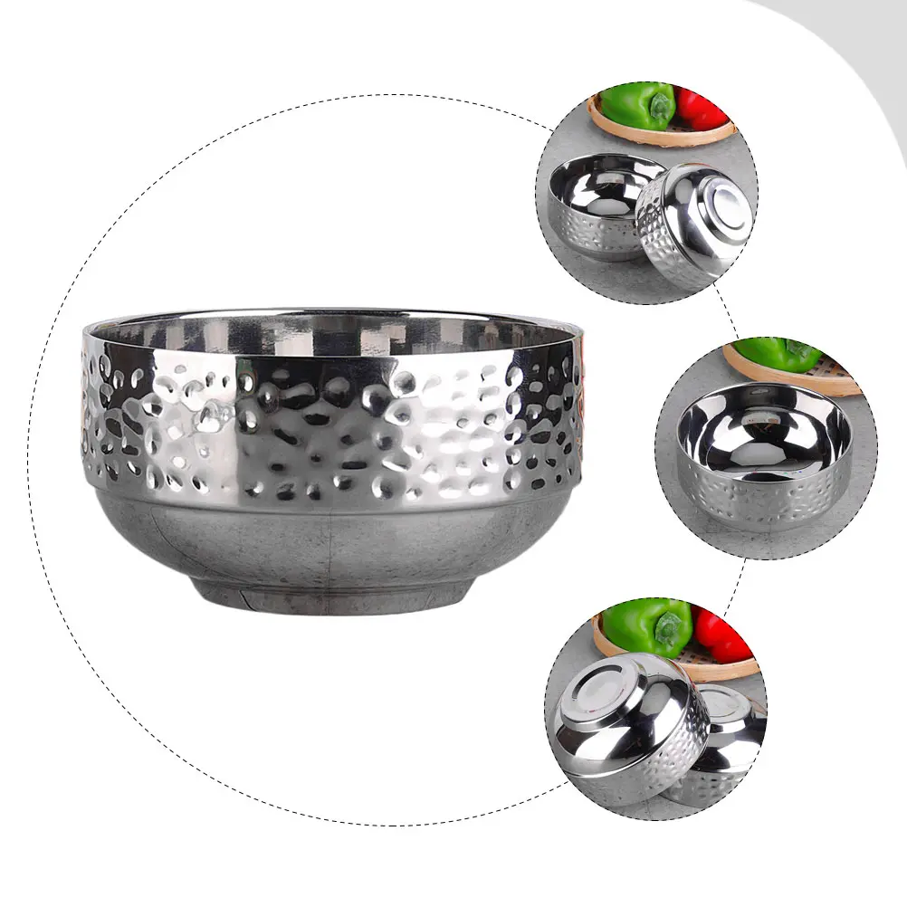 Stainless Steel Hammer Rice Creative Soup Noodle Bowl Insulated Food Container Multi-Functional Home Restaurant