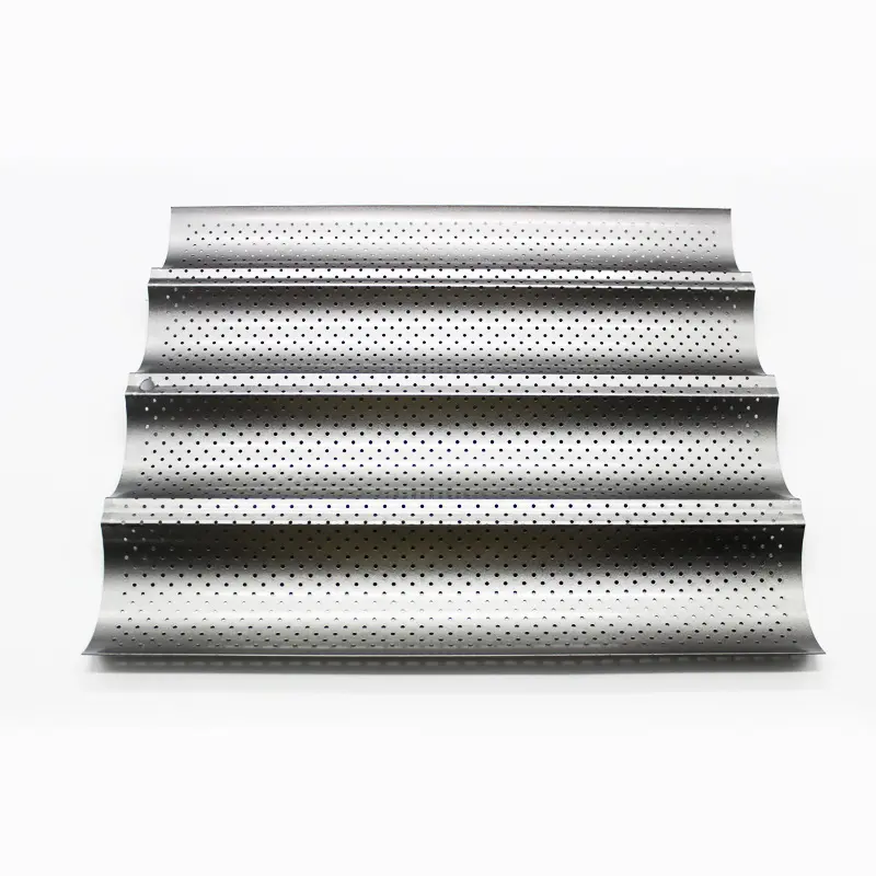 3pcs Perforated Pan Stainless Steel Nonstick Heat Resistant French Bread Baking Mold Oven Home Bakery Pans