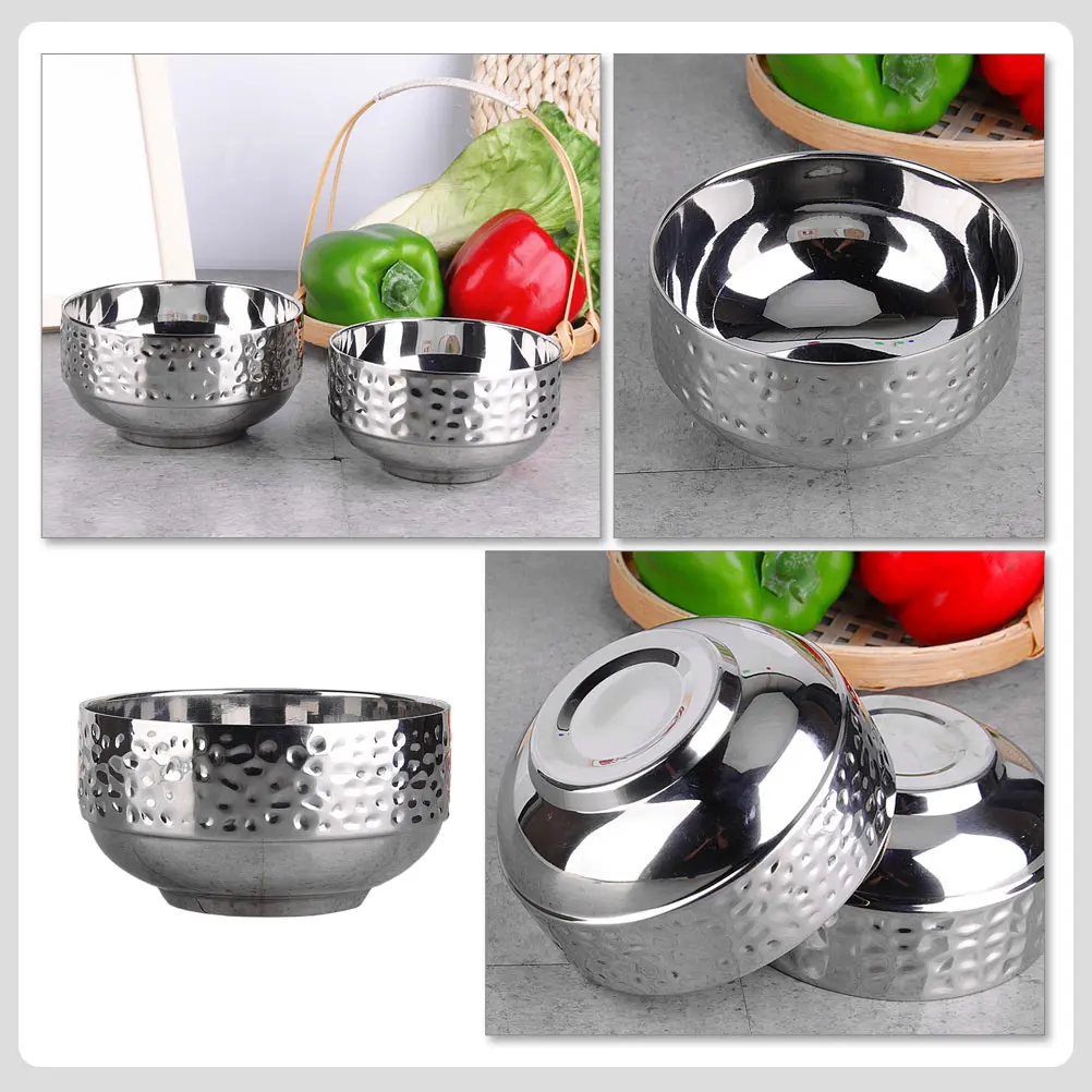 Stainless Steel Hammer Rice Creative Soup Noodle Bowl Insulated Food Container Multi-Functional Home Restaurant