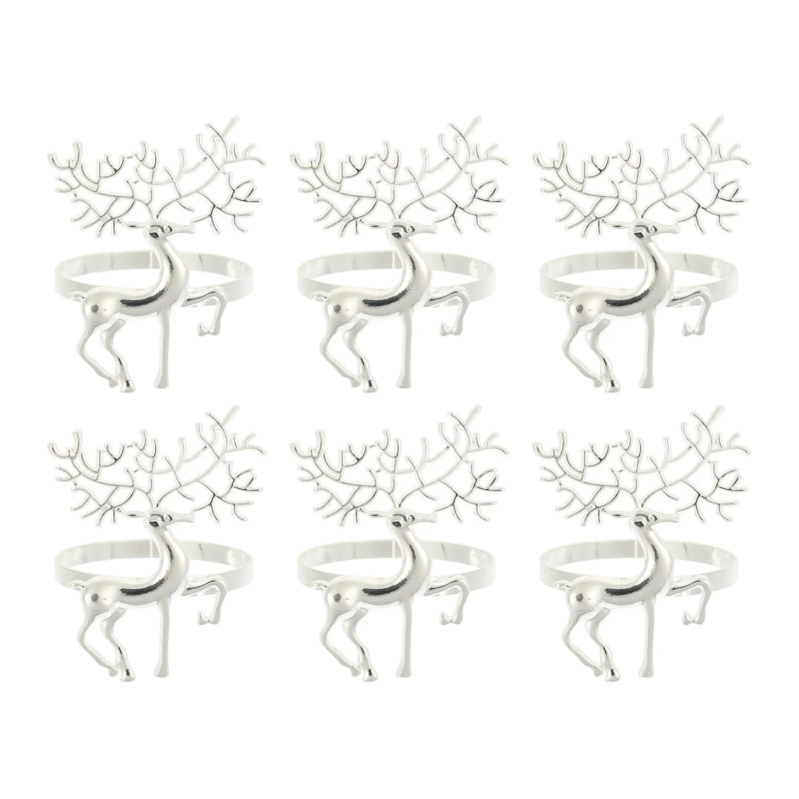 6pcs Elk Rings Premium Napkin Ring For Christmas Alloy Christmas Festive Tableware Gifts Kitchen Accessories