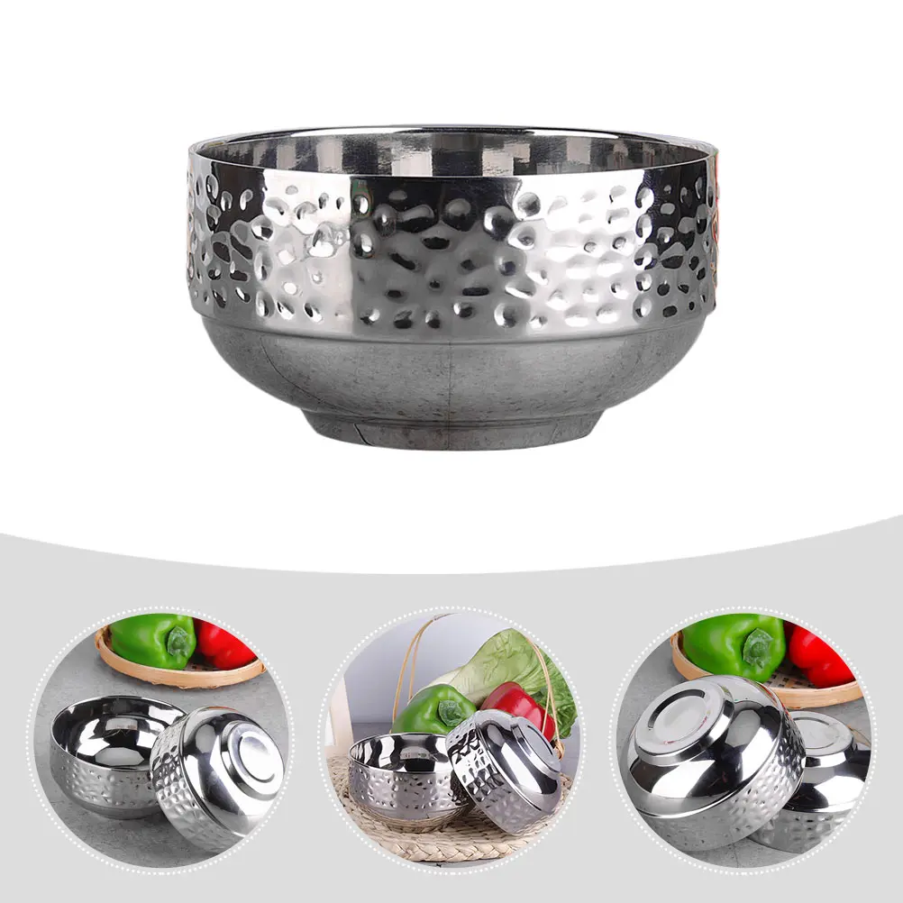 Stainless Steel Hammer Rice Creative Soup Noodle Bowl Insulated Food Container Multi-Functional Home Restaurant