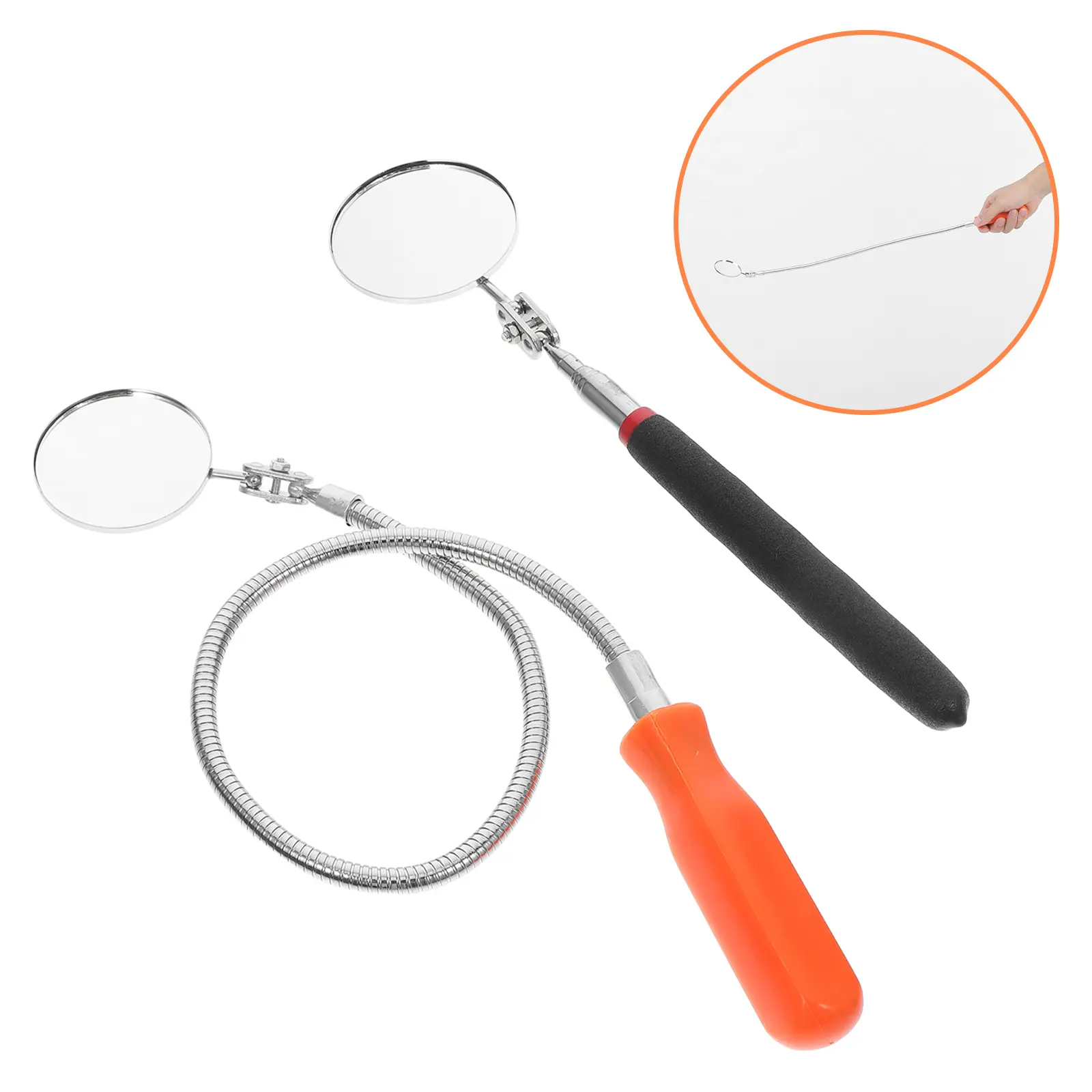 2pcs Mechanical Inspection Extendable Telescoping Tool Scalable Machine Mirrors Automotive Mirror Telescope Mirrors Mechanics