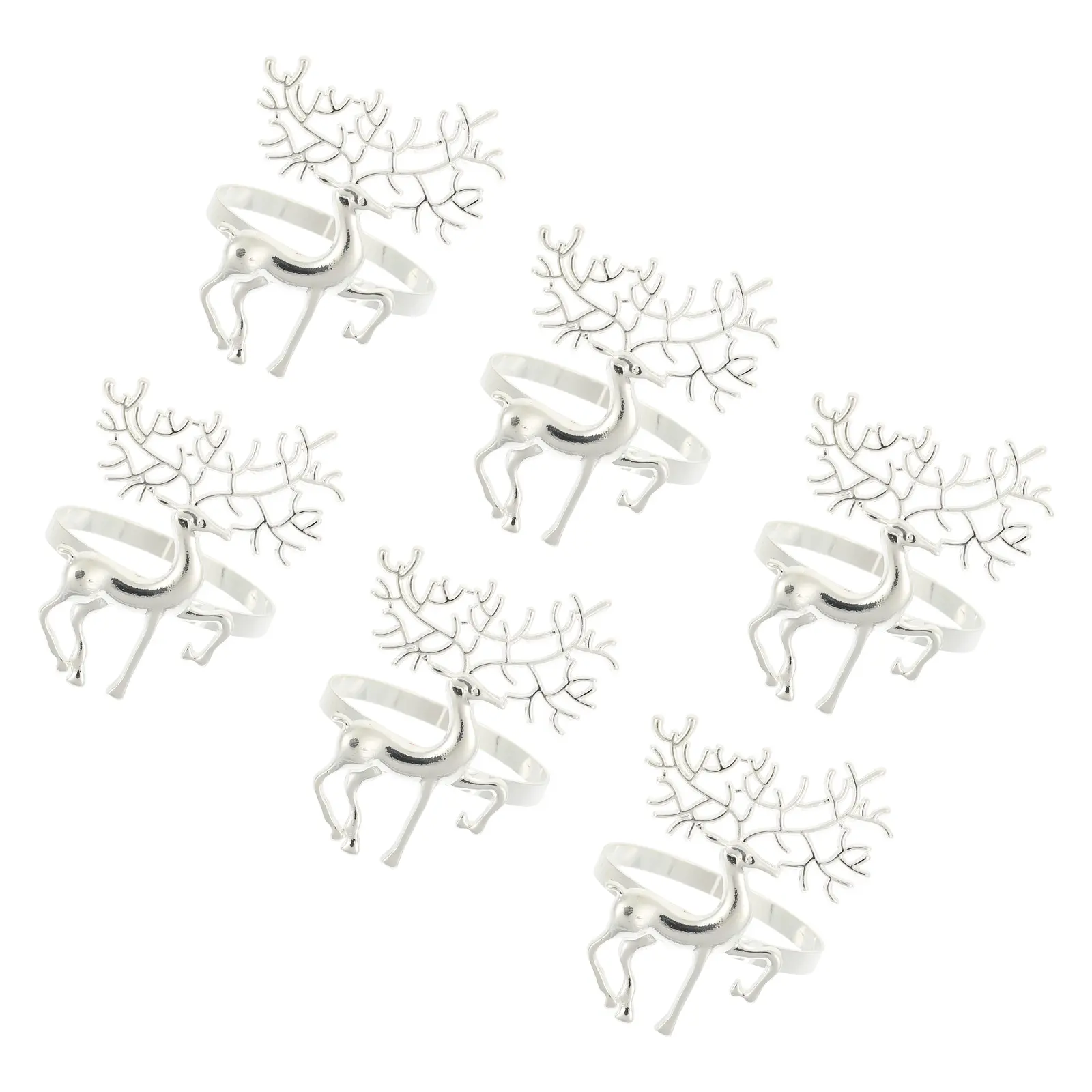 6pcs Elk Rings Premium Napkin Ring For Christmas Alloy Christmas Festive Tableware Gifts Kitchen Accessories