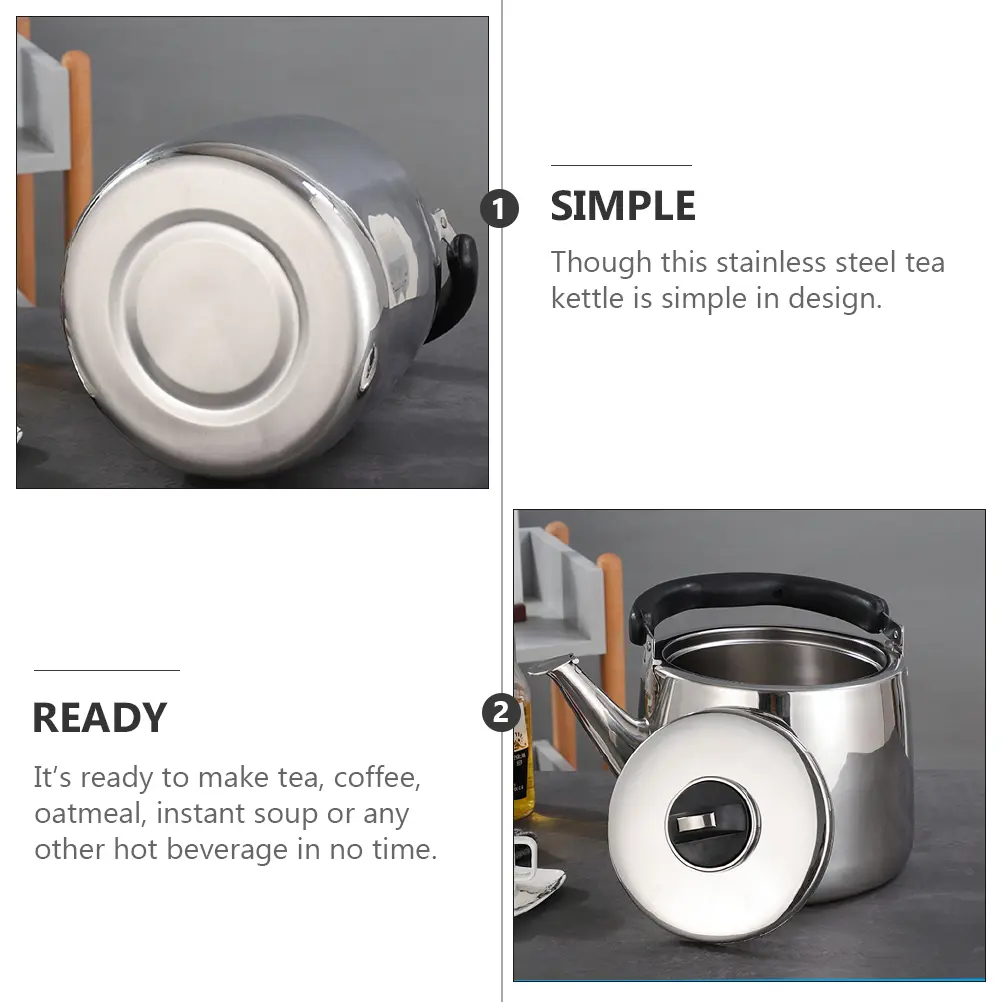 Stainless Steel Teakettle Large Capacity Sounding Kettle Whistling Water Pot for Home Tea Coffee Oatmeal Instant Soup Heating