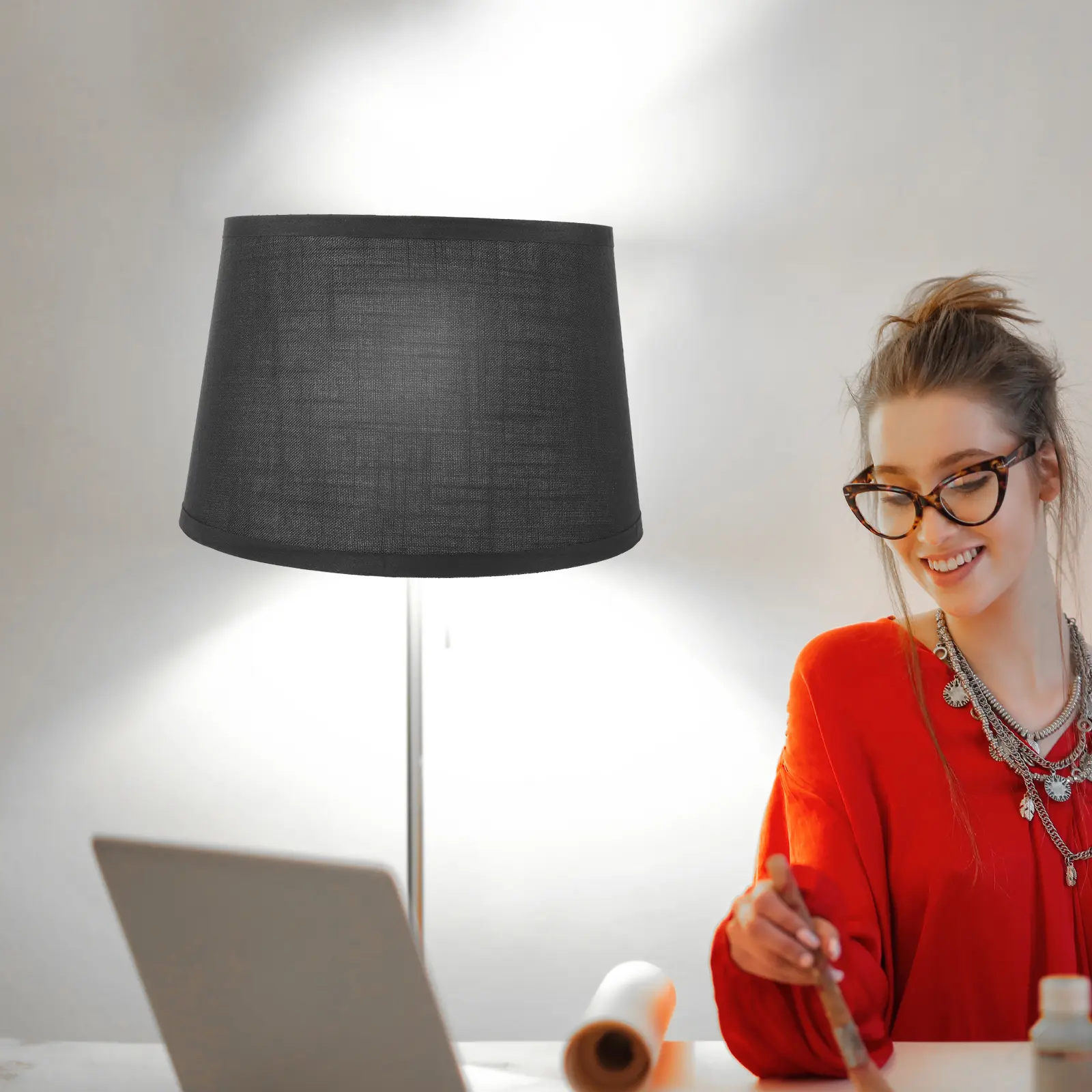 Fabric Lampshade Floor Replacement Cloth Drum Rustic Simple Lighting Cloth Lamp Shade Simple Lamp Shade Accessory