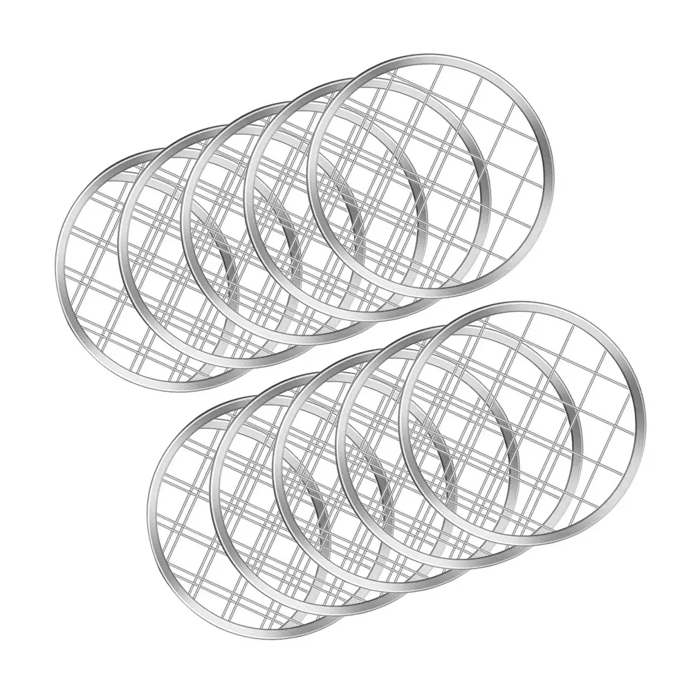 10pcs 70mm Mason Jar Grid Pen Holder Lid for Floral Arrangement Vase Flower Tool Silver Metal Kitchen Bar Supplies Home Decor