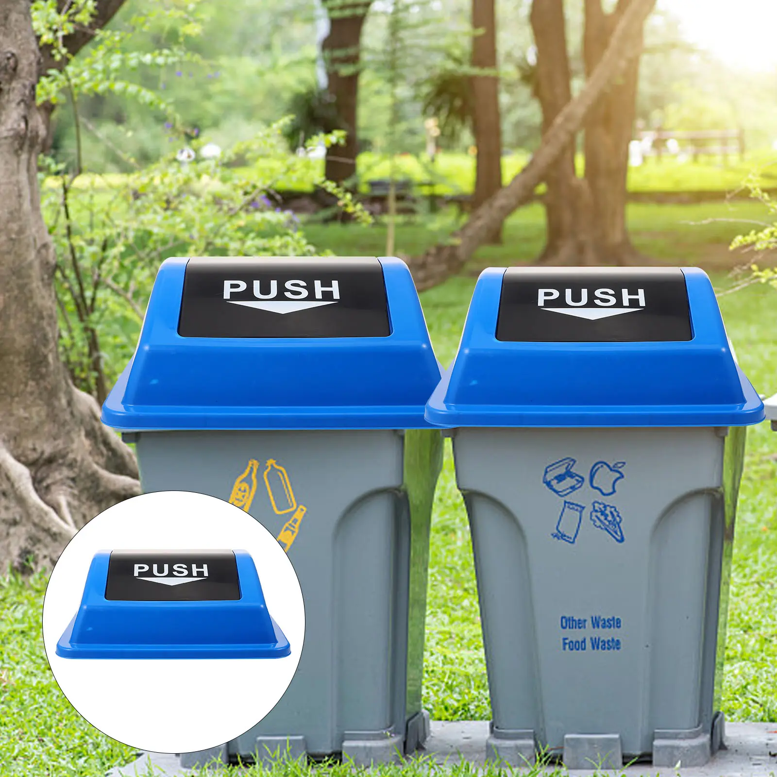 20L Trash Can Lid Plastic Waste Bin Cover for Home Liters Green Rocker Garbage Container Replacement Sanitation