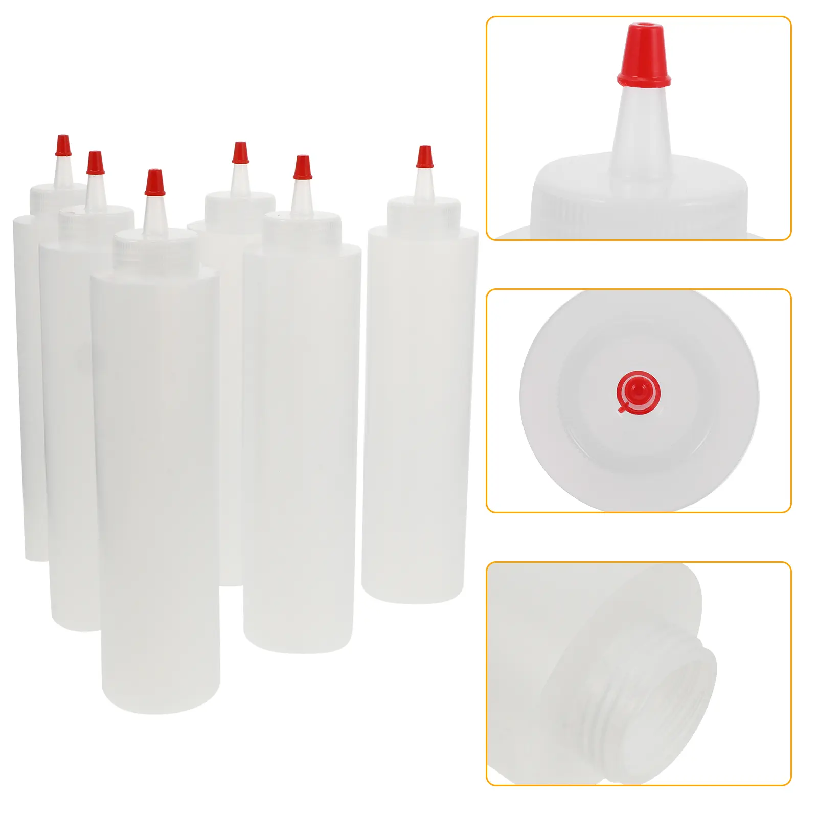 6pcs Squeeze Sauce Bottles Plastic Dressing Containers Condiment Dispenser Tomato Ketchup Mustard BBQ Camping Waterproof