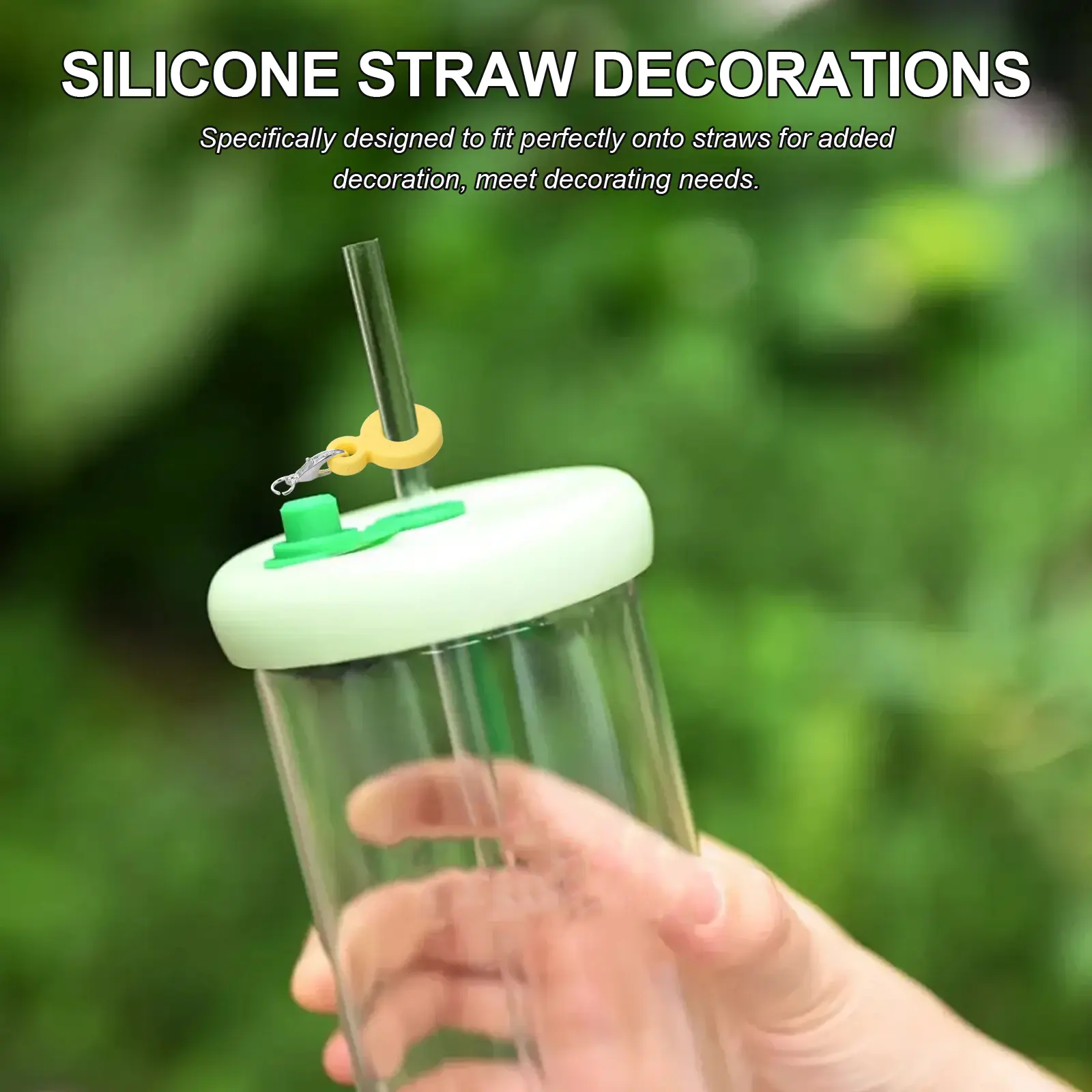 4 Pcs Straw Hanging Ornaments Reusable Drinking Pendant Charms Replacement Compatible with Stanley Silicone Automatic Cup