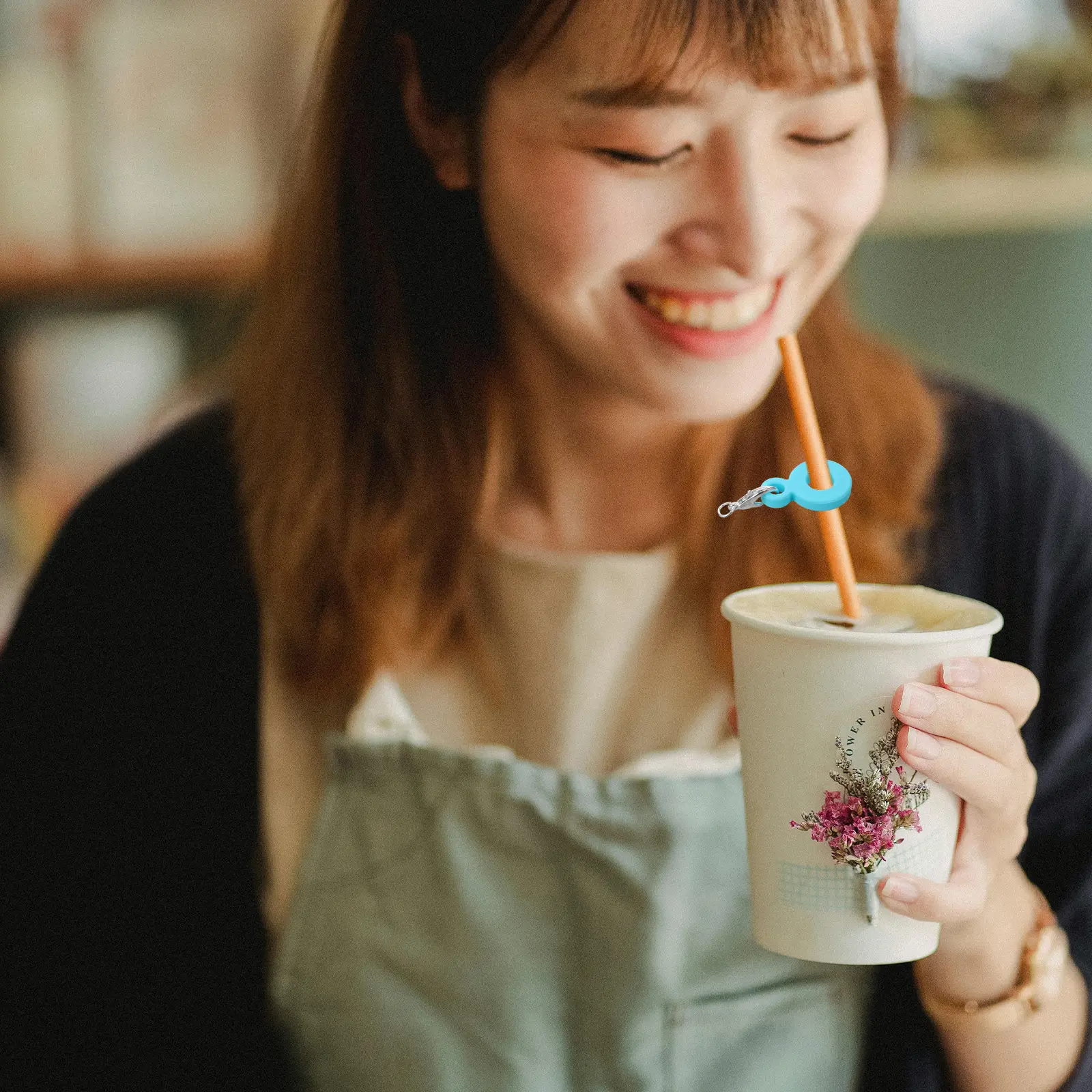 4 Pcs Straw Hanging Ornaments Reusable Drinking Pendant Charms Replacement Compatible with Stanley Silicone Automatic Cup