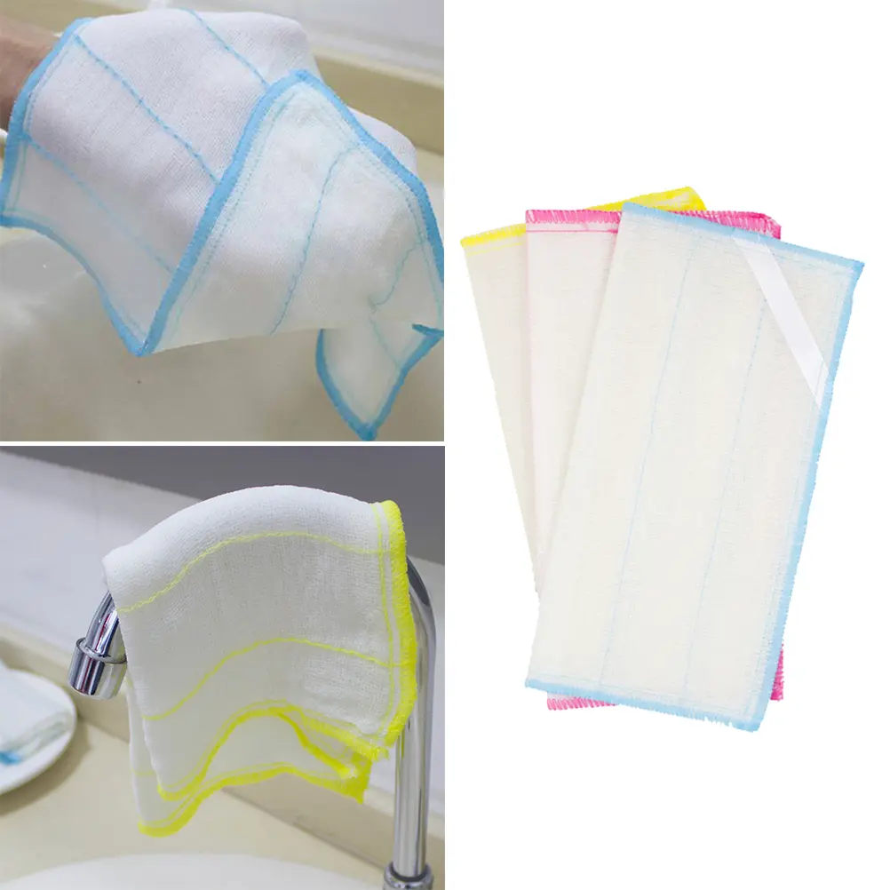 3 Pcs Cotton Yarn Dish Cloth Absorbent Kitchen Strong Scouring Power for Sink Tableware Fruit Cotton Mesh
