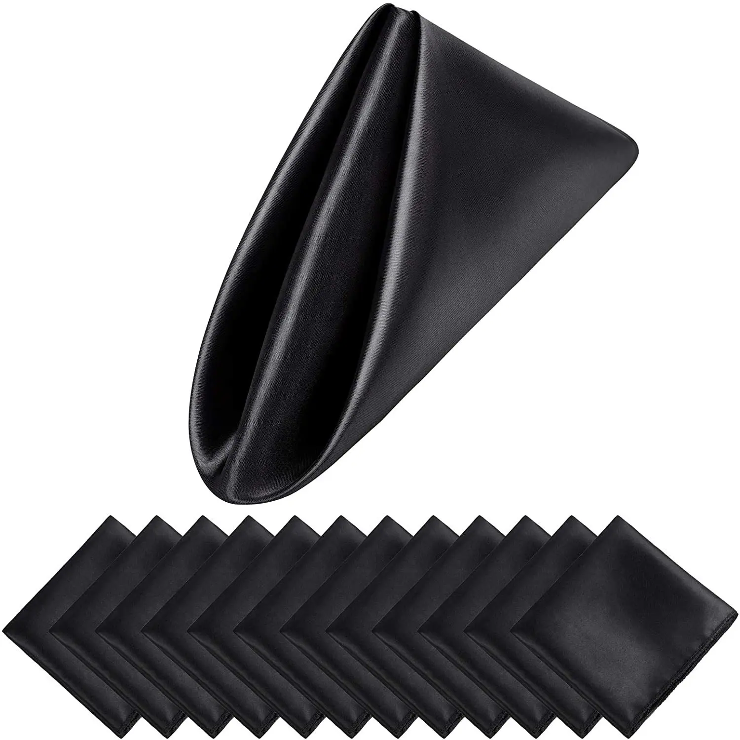 12pcs Cloth Napkin Soft Comfortable Elegant Design Versatile Use Black Dinner Napkins Kitchen Cleaning Fabric Reusable Tea