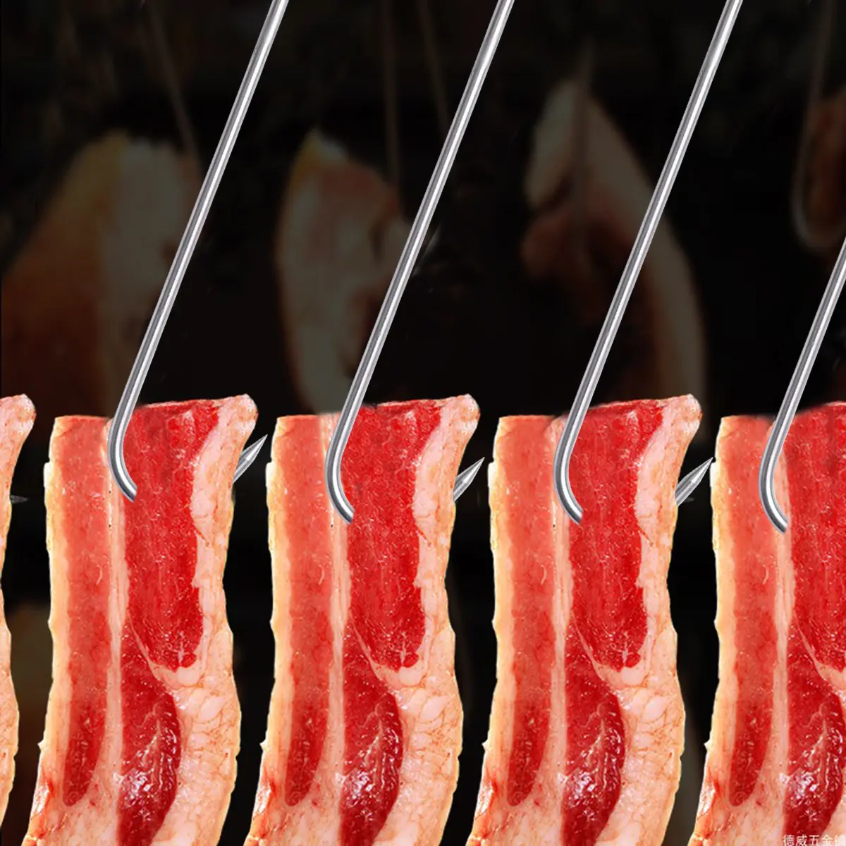 Stainless Steel BBQ Hook Grilling Pin Meat Sausage Ribs Tool Camping Outdoor Cooking Accessories Rustproof Sharpened