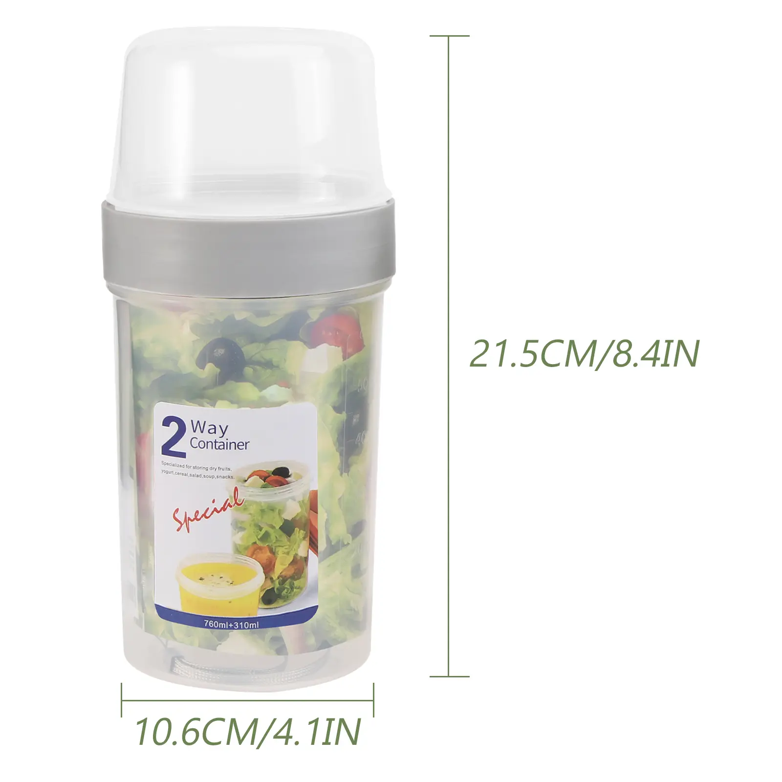 2 Pcs Double Layer Food Storage Box Large Capacity Portable Easy to Clean Sealing Container Plastic Bento Snack Can