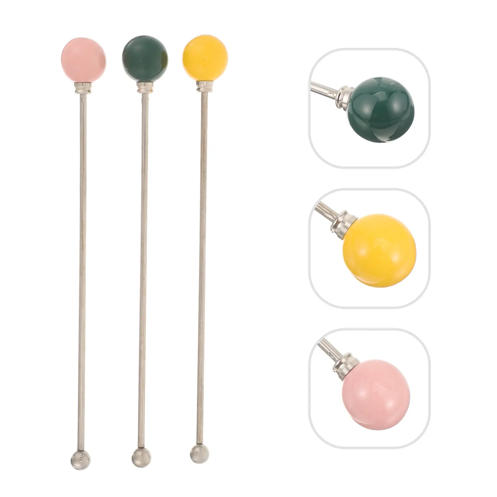 3pcs Color Stirring Rods Long H Metal Coffee Juice Stirrers Reusable Mixing Sticks Practical Gifts Party Supplies
