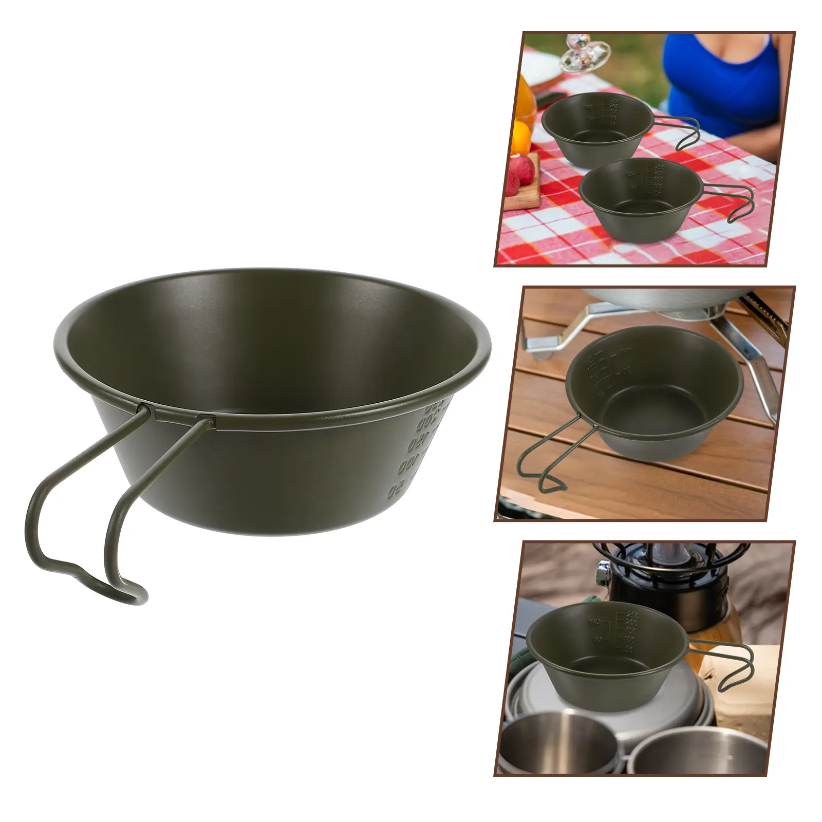 Stainless Steel Camping Bowl Lightweight Portable Soup Water Cup H for Hiking Fishing Picnic Travel Outdoor Camping Bowls