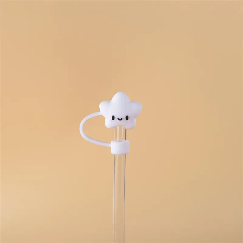 3pcs Smile Cap Cartoon Silicone Dustproof Covers Reusable Cute Straw Toppers Kitchen Bar Accessories Straw Covers