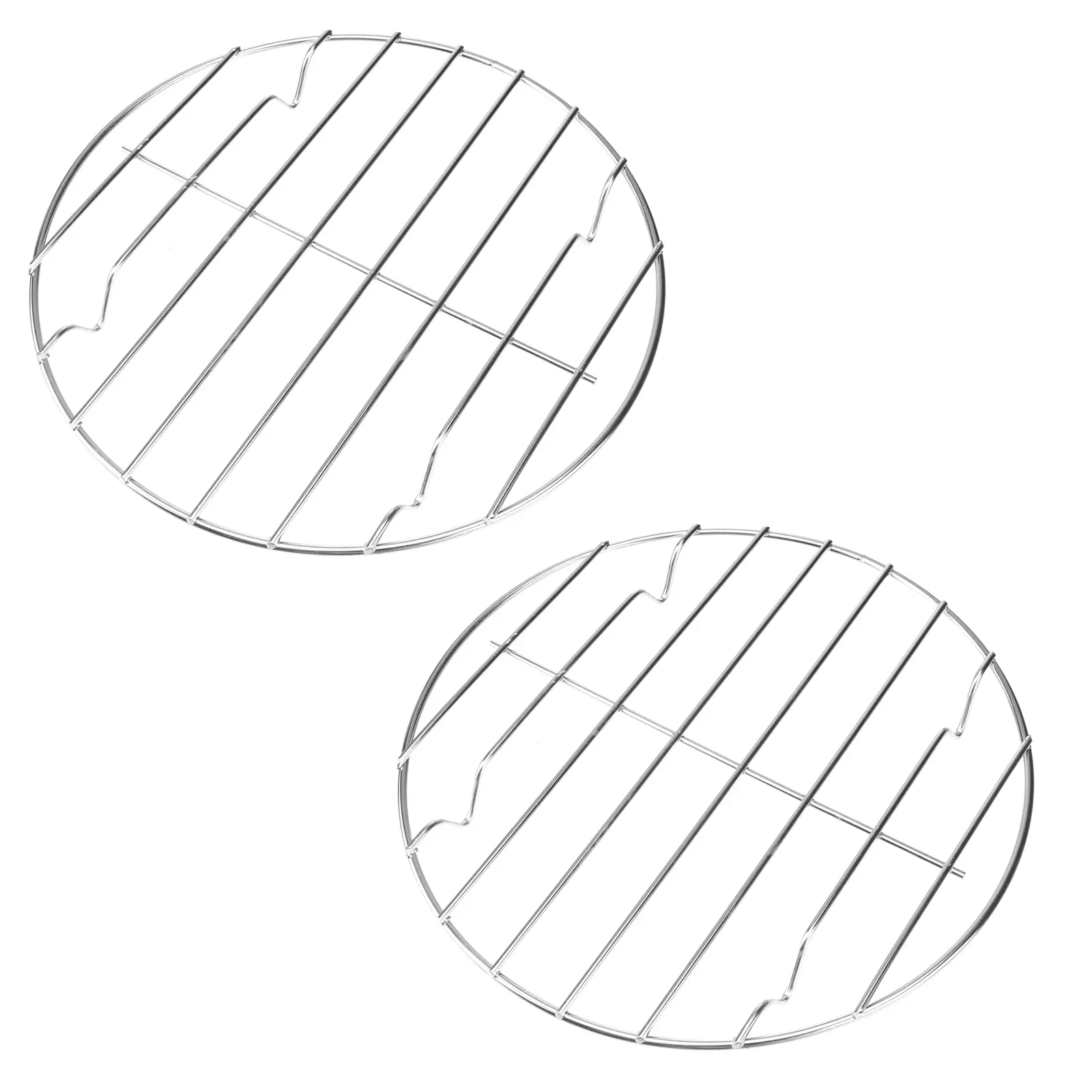 2 Pcs Grills Stainless Steel Barbecue Round Bbq Grate Rack Outdoor Barbeque Silver Barbeques