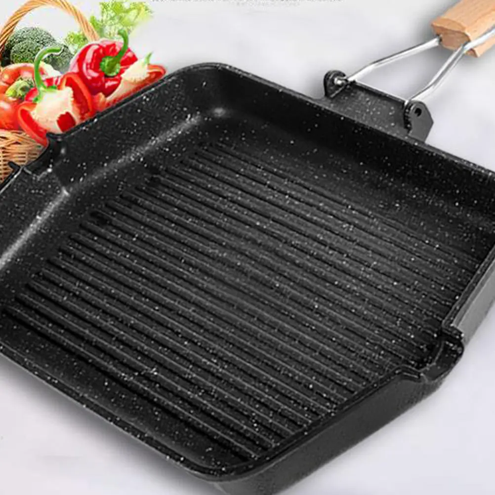 High-Quality Smokeless Frying Pan Non-Stick Barbecue Grill Pan Kitchen Cookware for Fish Steak Eggs Toast