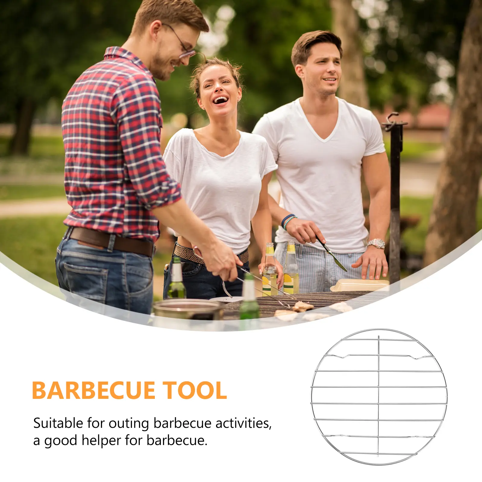 2 Pcs Grills Stainless Steel Barbecue Round Bbq Grate Rack Outdoor Barbeque Silver Barbeques