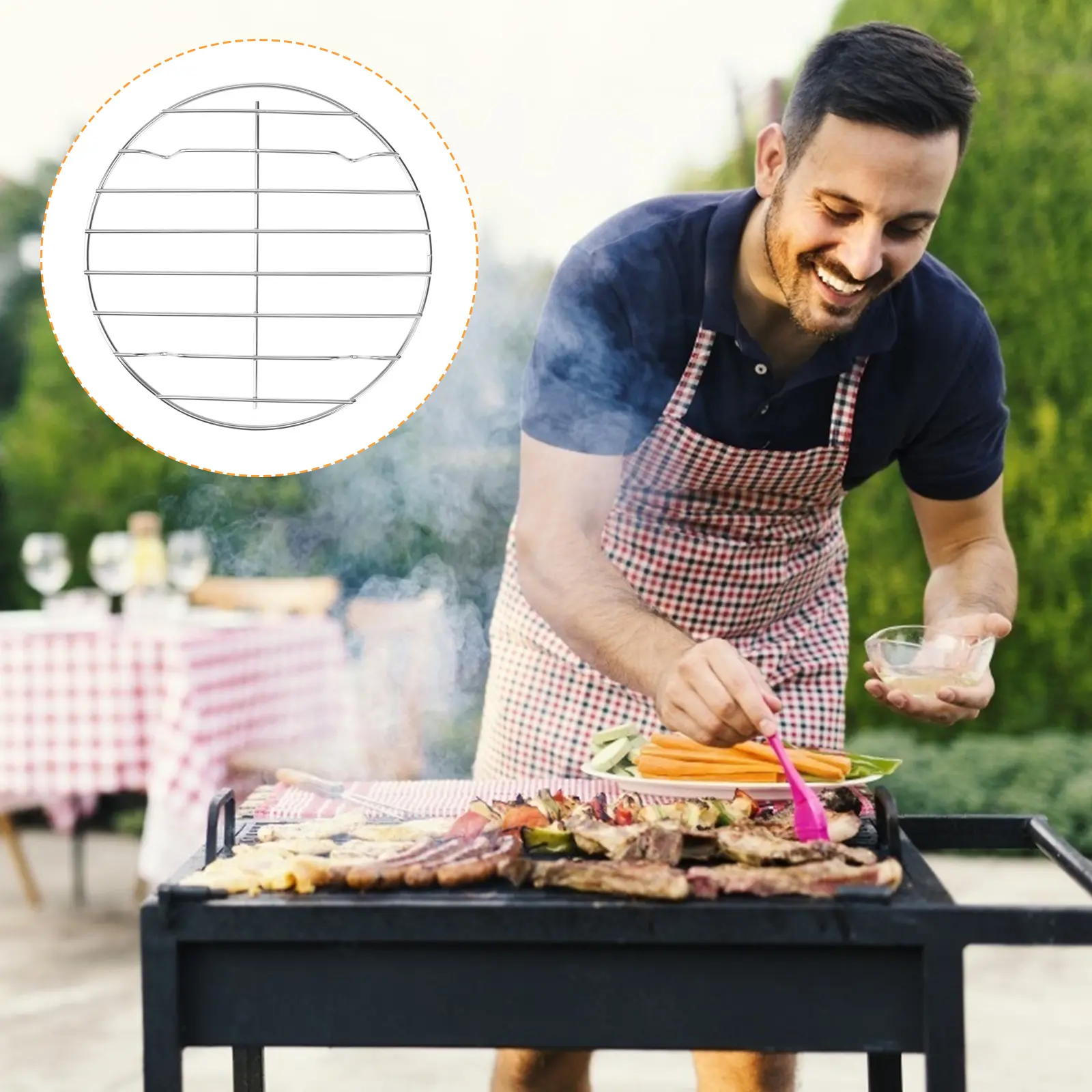 2 Pcs Grills Stainless Steel Barbecue Round Bbq Grate Rack Outdoor Barbeque Silver Barbeques